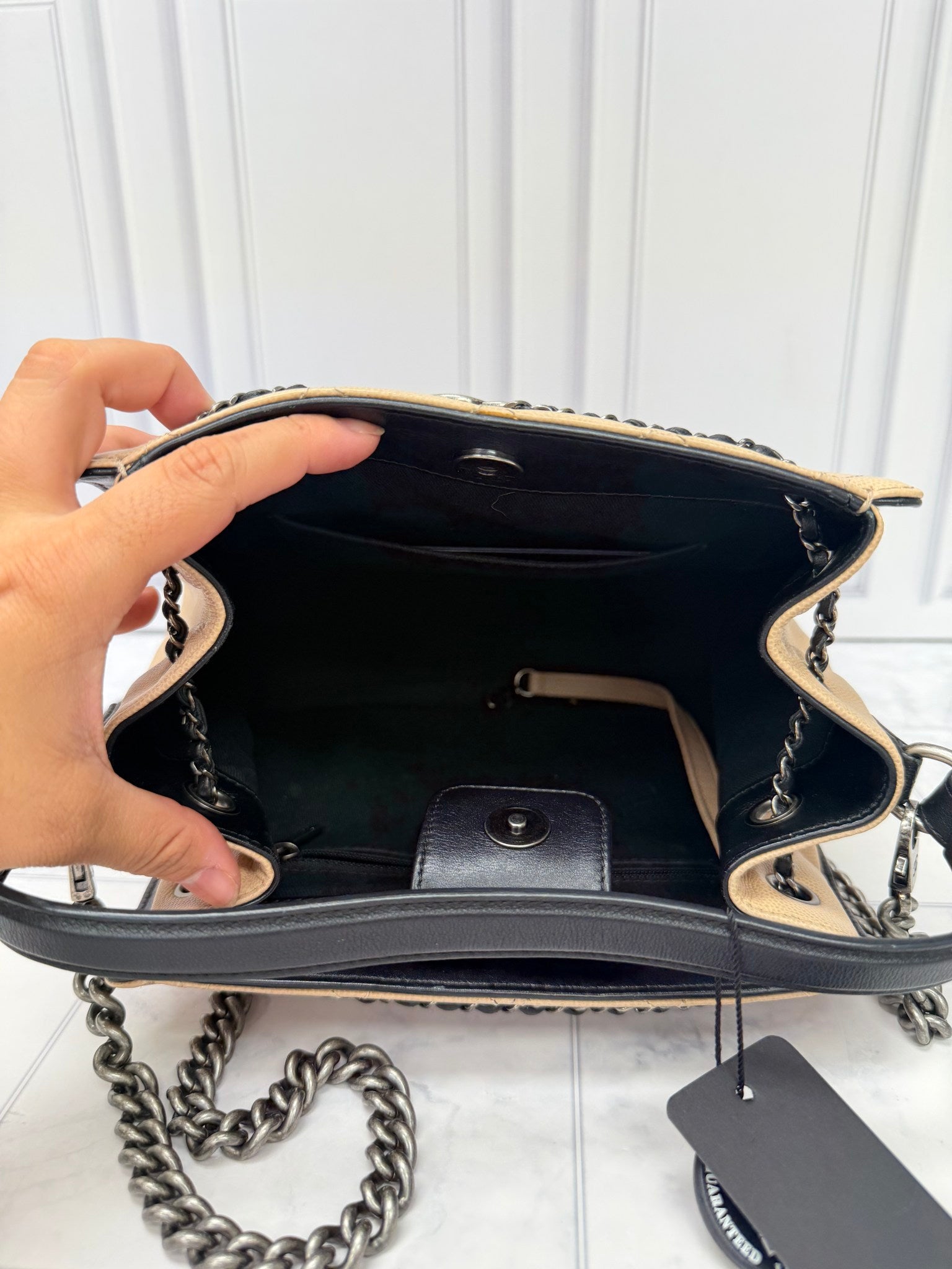 Chanel Beige Caviar Leather Bucket Bag