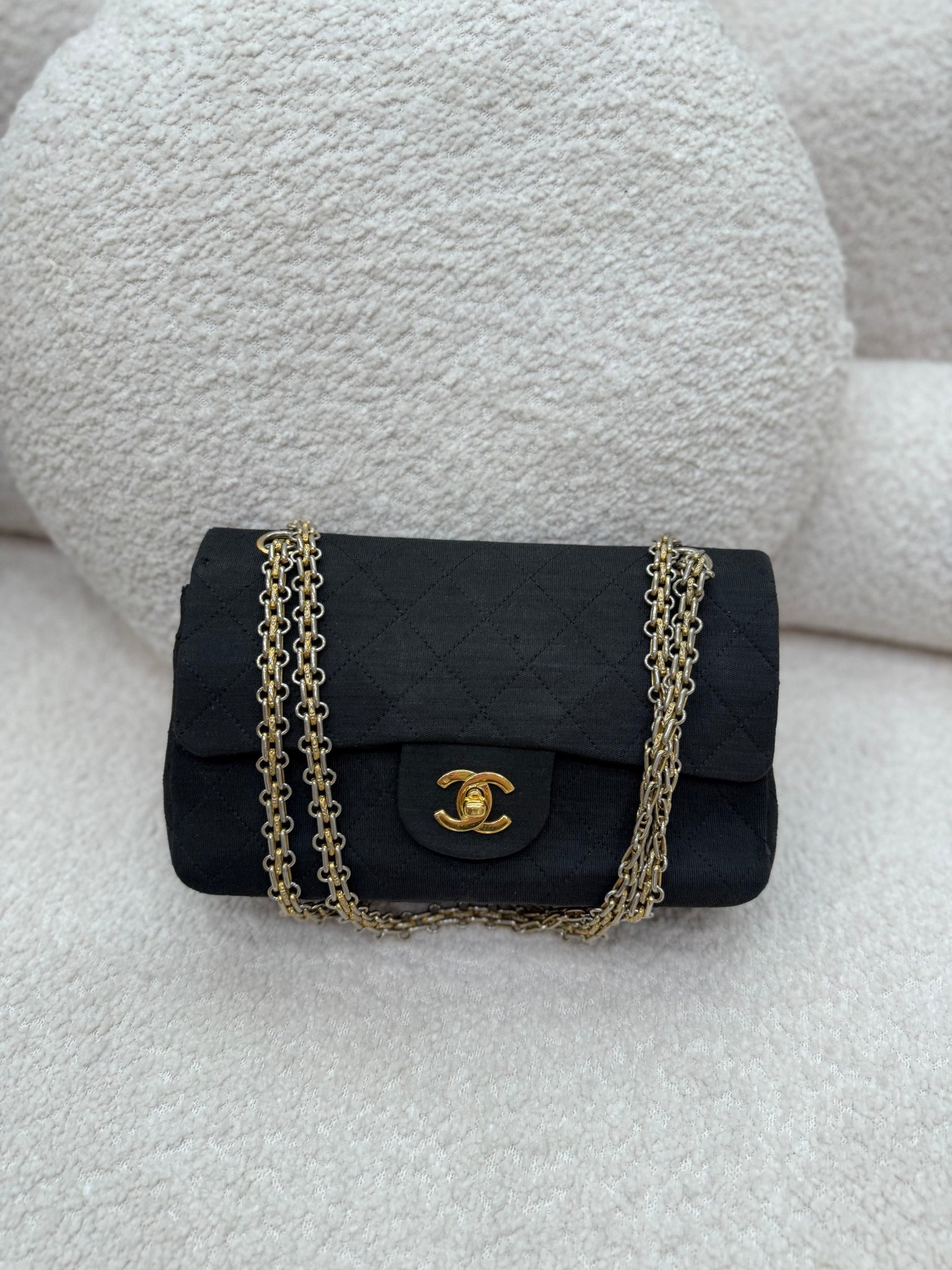 Chanel Jersey Quilted Cloth Small Double Flap