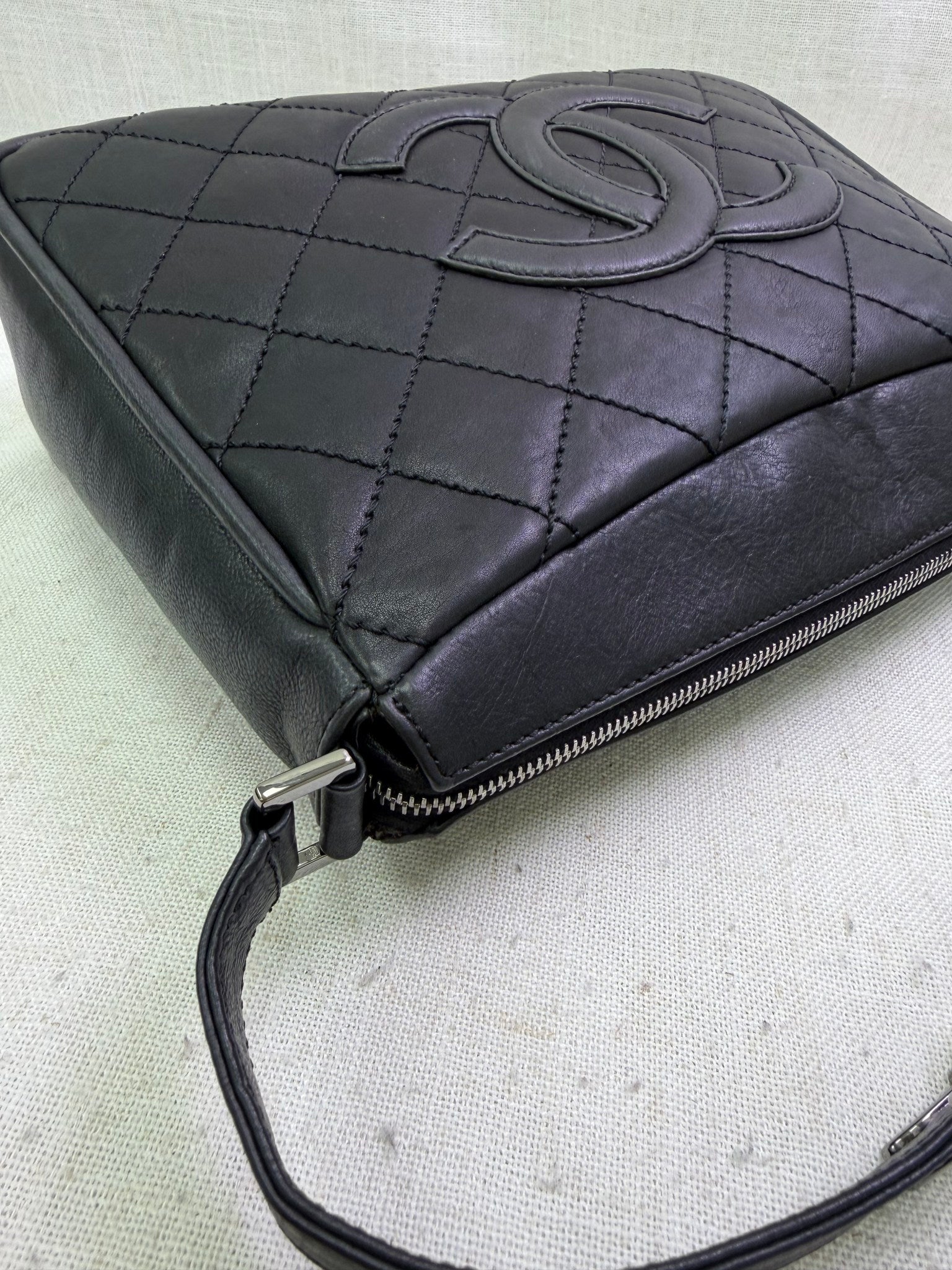 Chanel Vintage Black Quilted Lambskin Timeless CC Hobo Bag