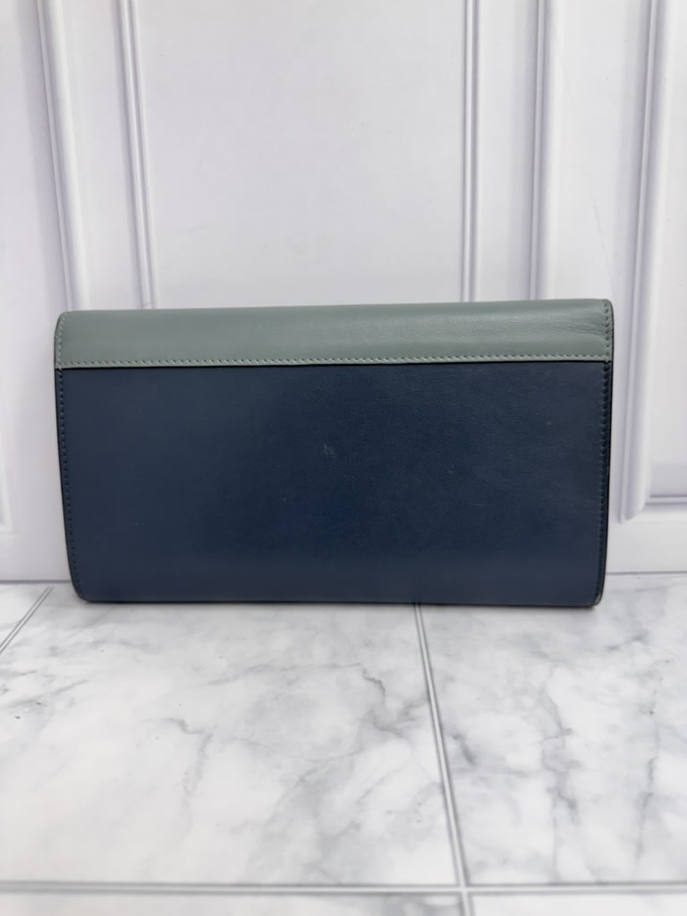 Celine Tricolor Leather Pocket Trifold Envelope Long Wallet