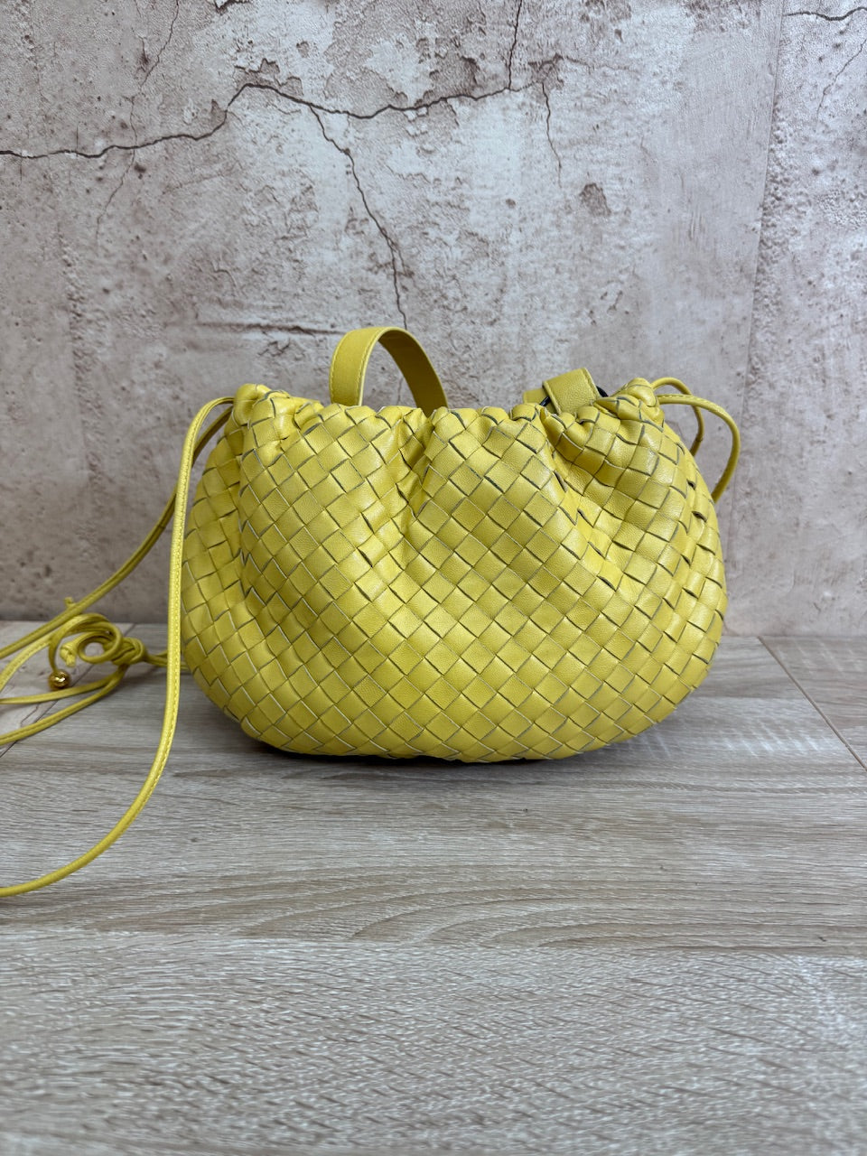 Bottega Veneta Yellow Intrecciato Leather Small Bulb Bag