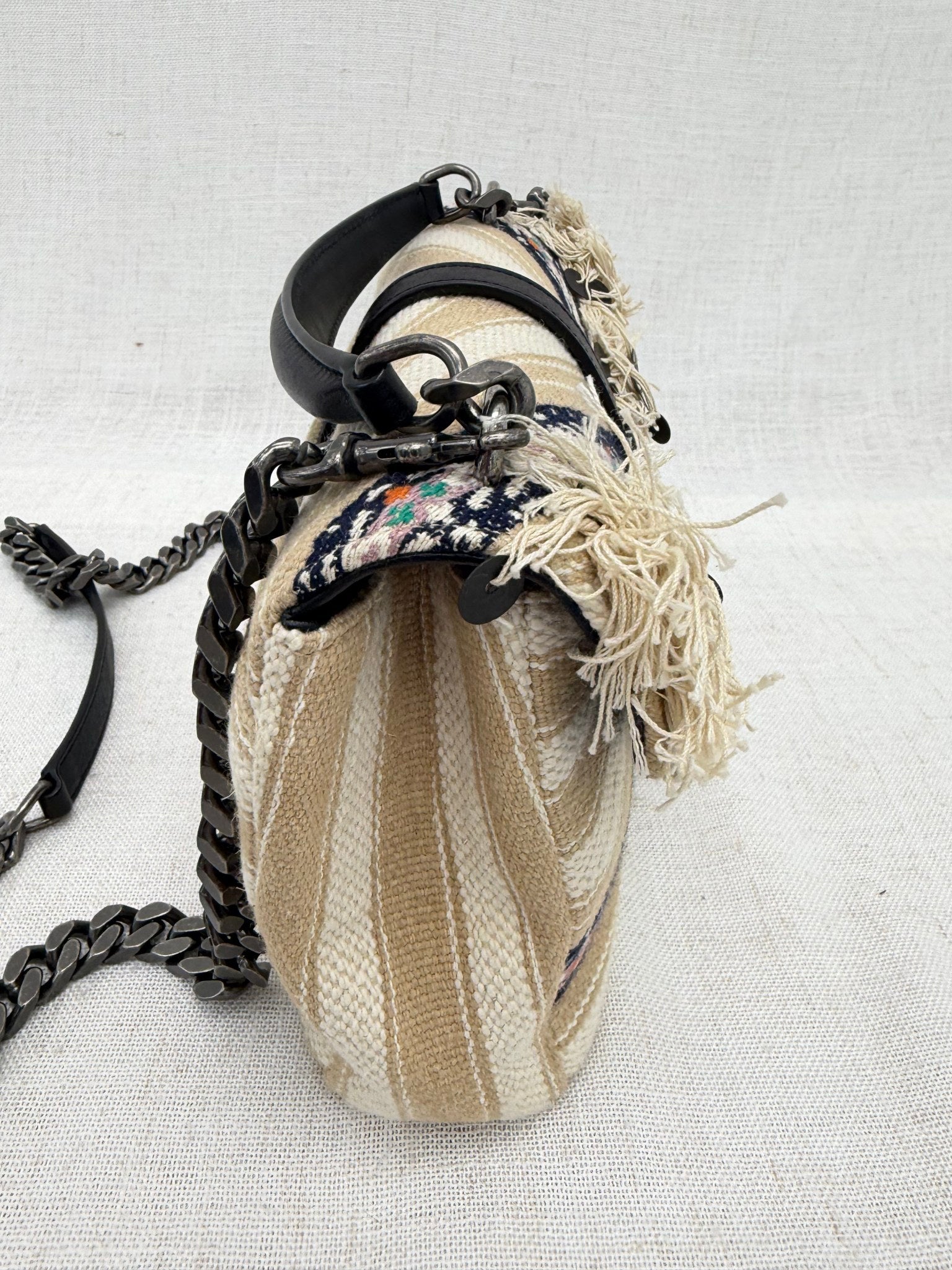 Saint Laurent YSL Limited Edition Beige Berber Canvas College Monogrammed Bag