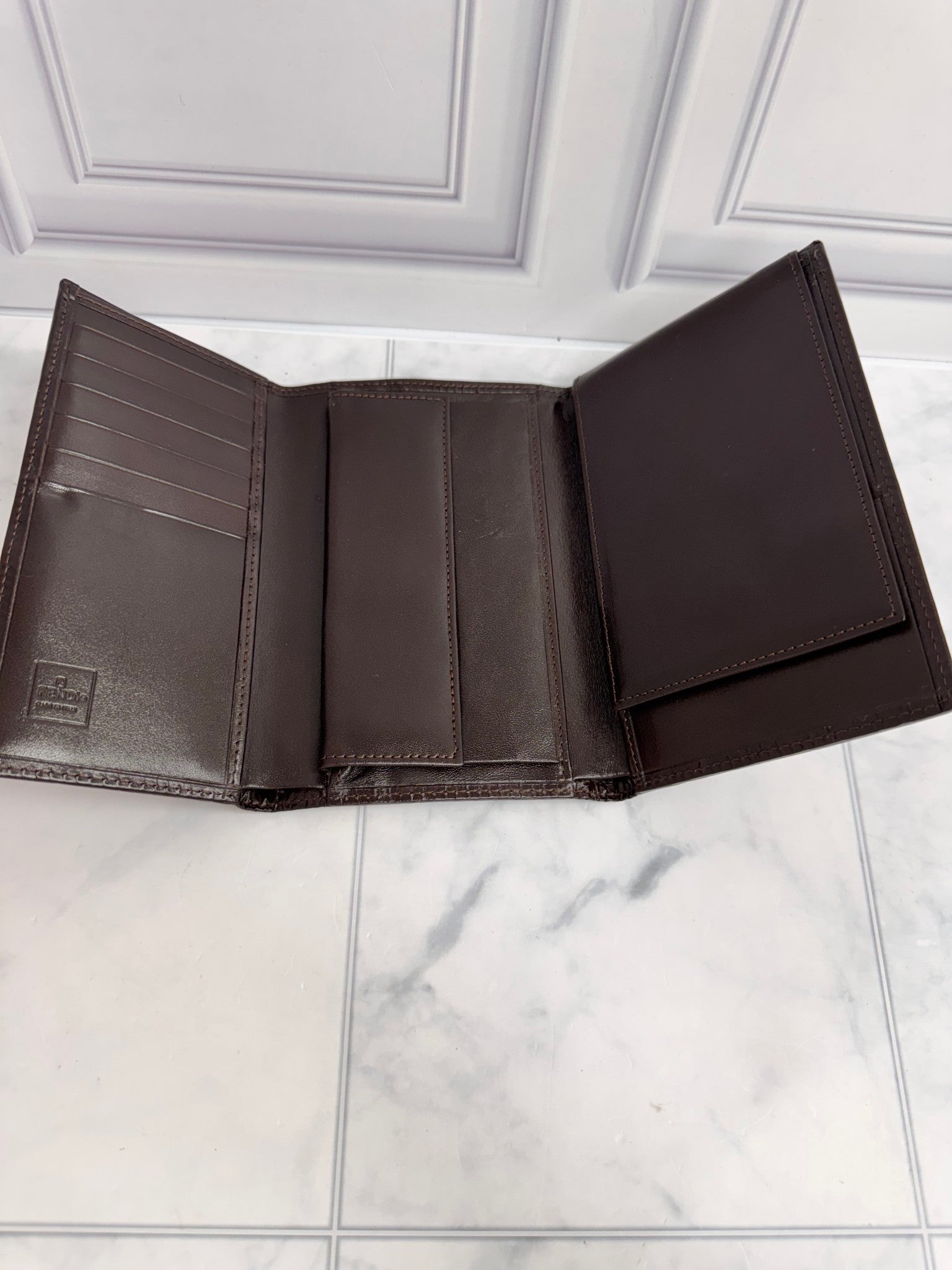 Fendi Brown And Black Zucca Canvas Compact Wallet
