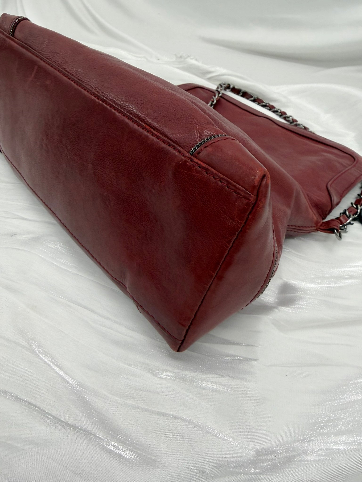 Chanel Burgundy Calfskin CC Soho Chain Shoulder Bag