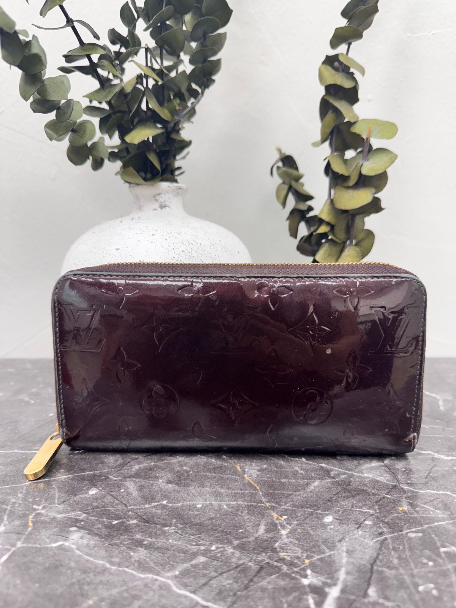 Louis Vuitton Burgundy Vernis Long Zippy Wallet
