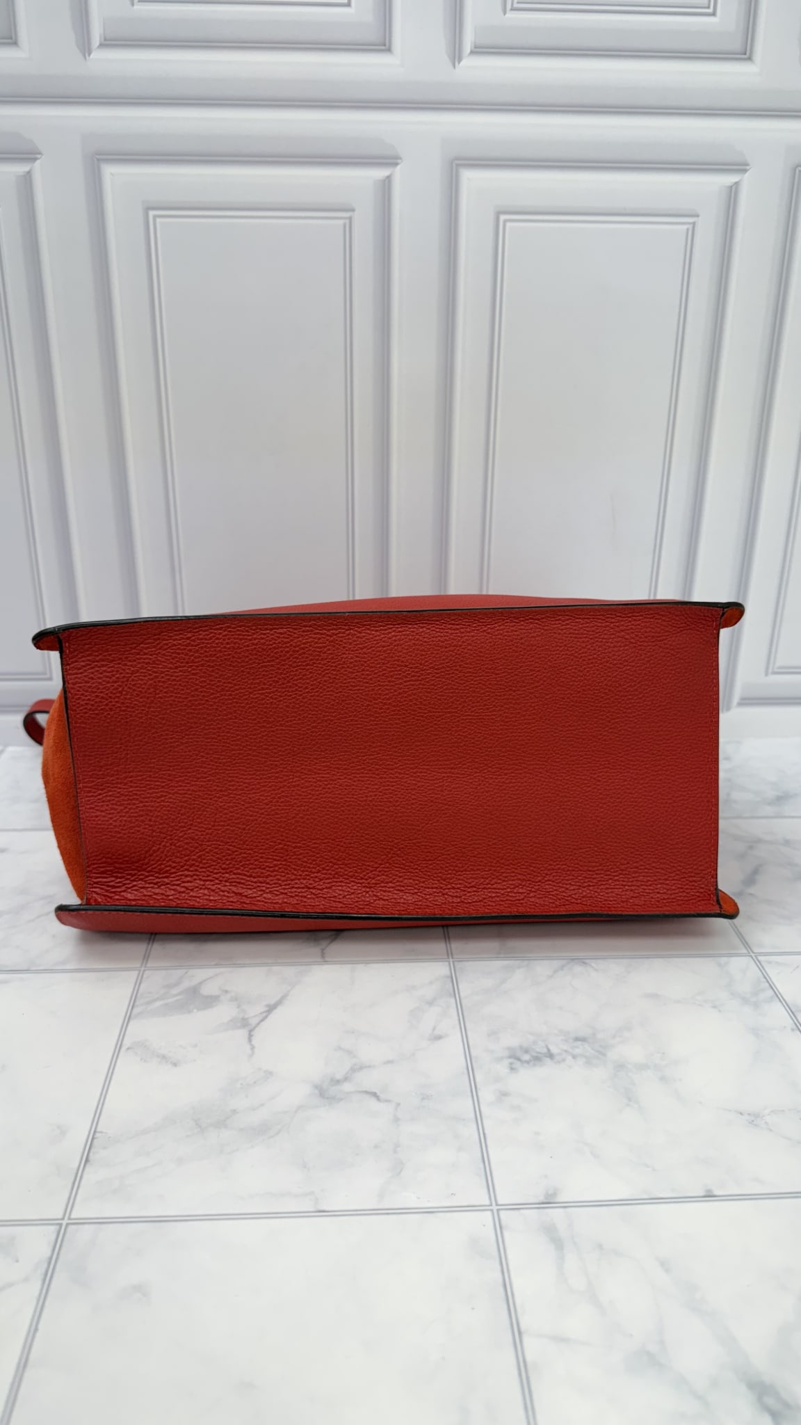 Chloe Red Grained Leather Faye Tote Bag