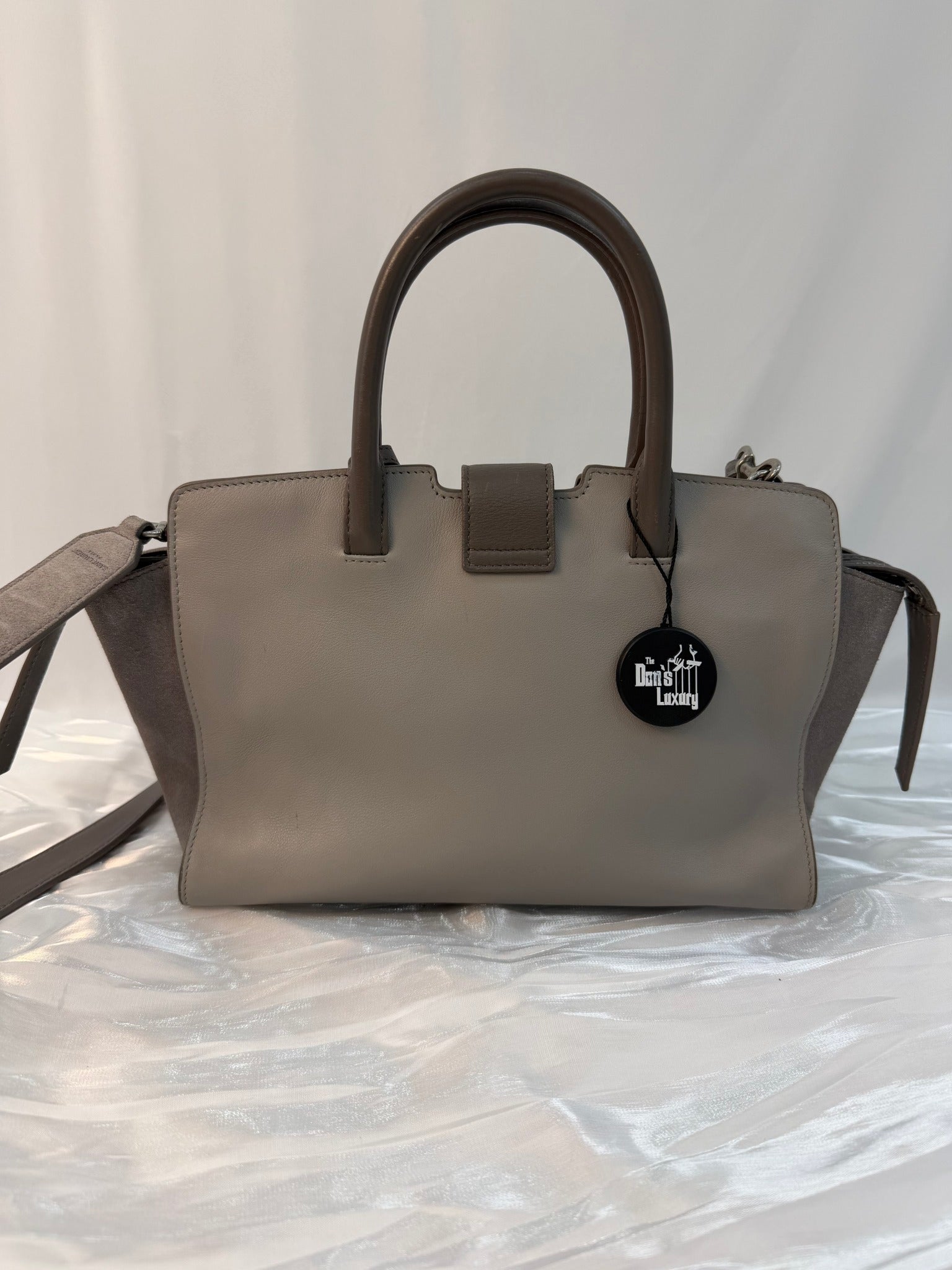 YSL Saint Laurent Gray Leather Downtown Cabas Handbag
