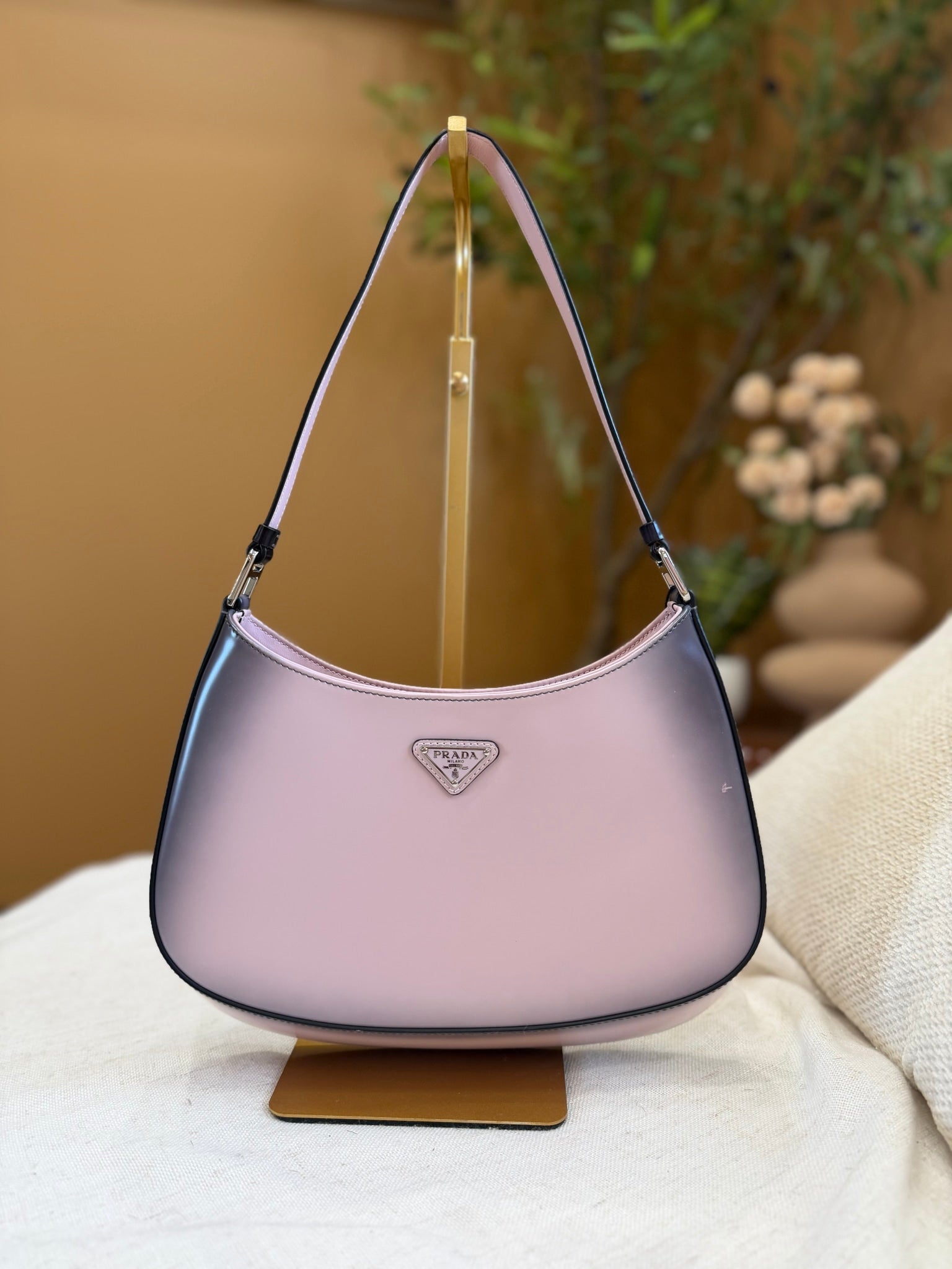 Prada Pink Ombre Patent Leather Cleo Shoulder Bag