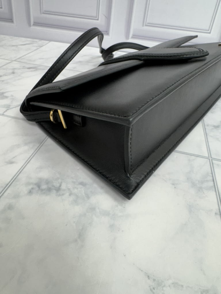 BRAND NEW - Jacquemus Black Leather Le Bambino Long Shoulder Bag