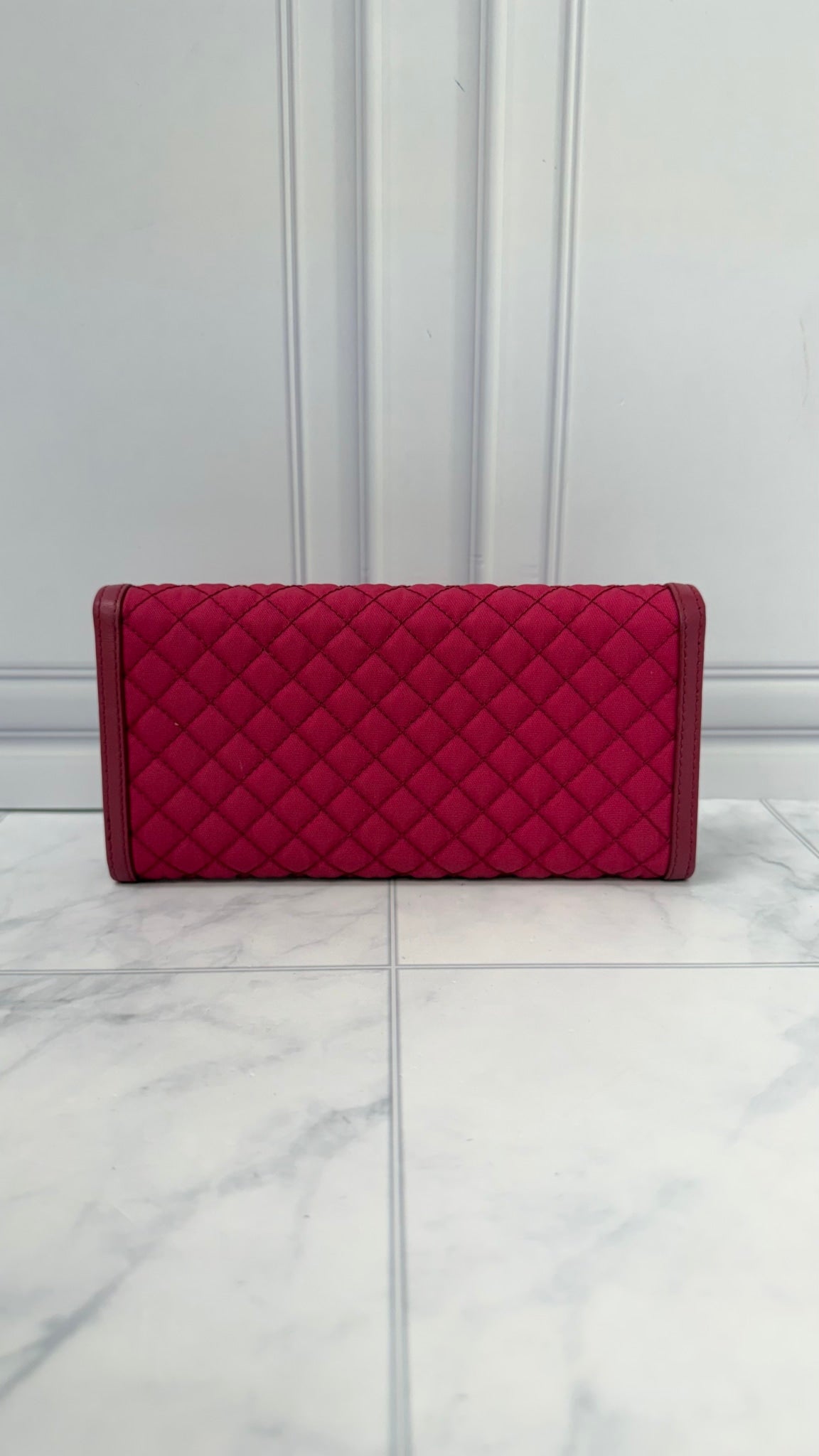Prada Pink Quilted Nylon Long Wallet 
