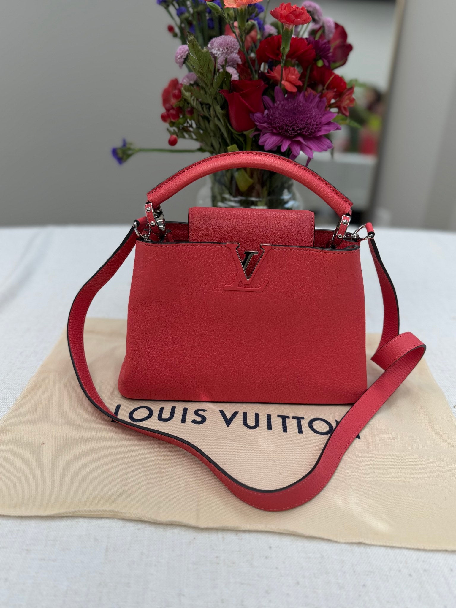 Louis Vuitton Coral Taurillion Leather Capucines BB