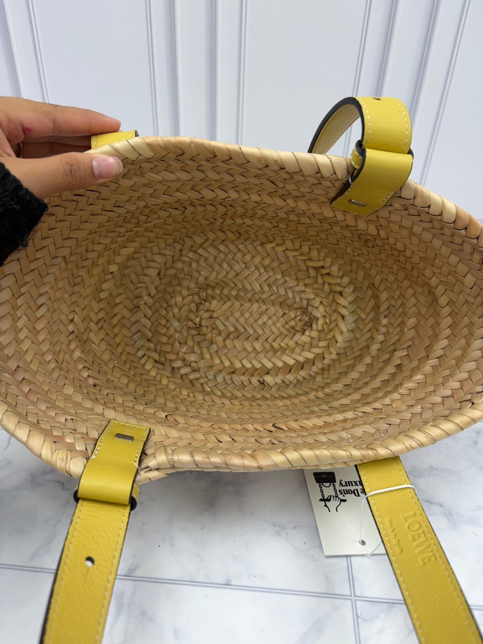 Loewe Yellow Calfskin & Straw Basket Bag