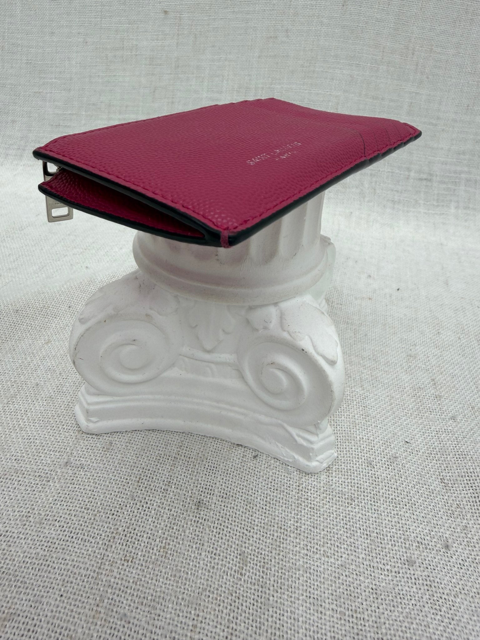 Saint Laurent YSL Pink Pebbled Leather Card Case