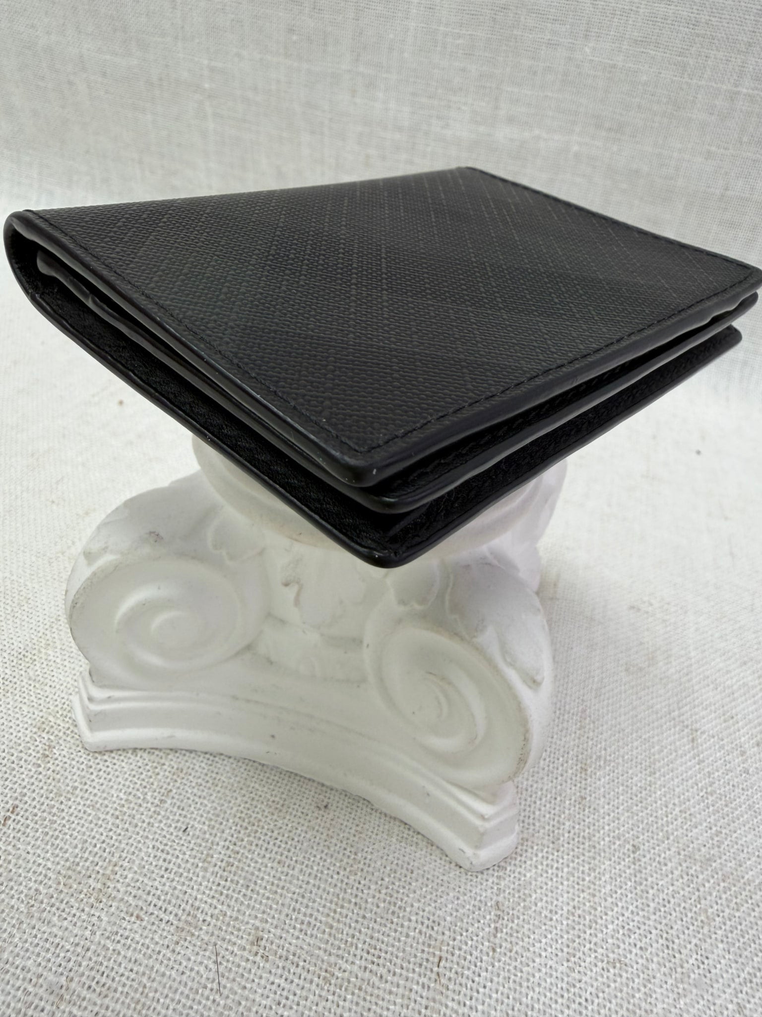 Burberry Black London Check Pebbled Leather Card Case