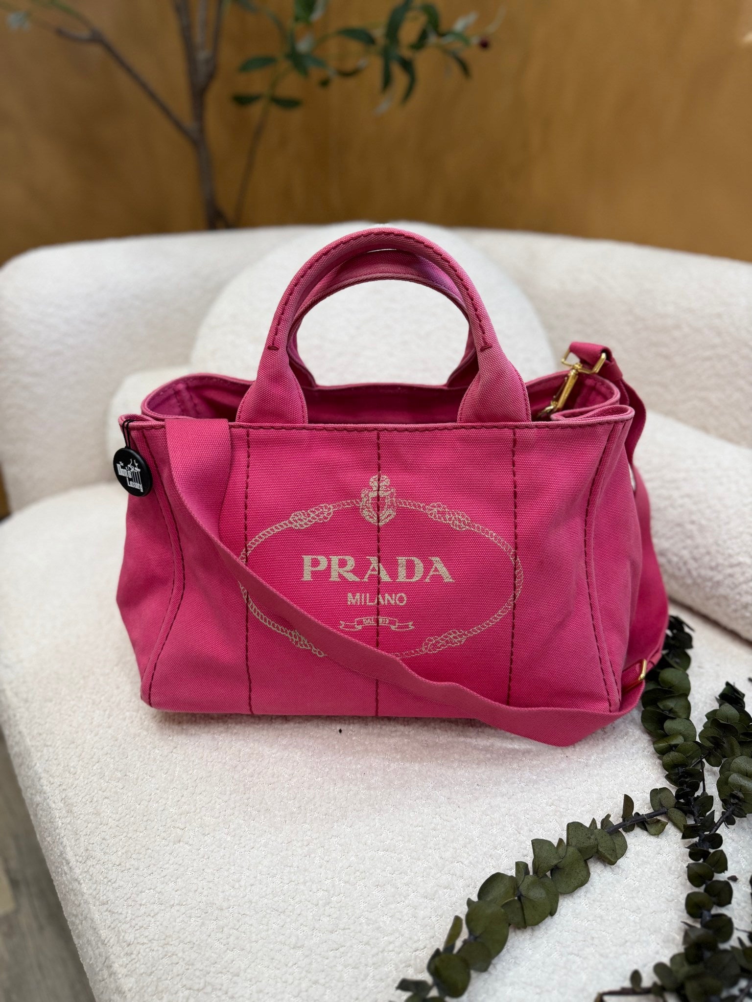 Prada Pink Canvas Large Canapa 2way Bag