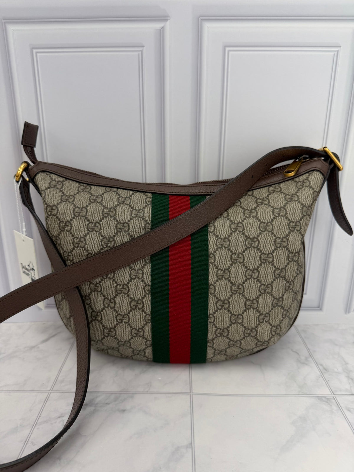 Gucci GG Supreme Ophidia Small Half Moon Hobo Shoulder Bag