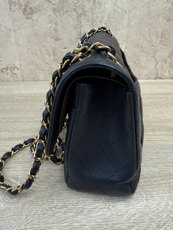 Chanel Black Caviar Leather Jumbo Classic Double Flap 