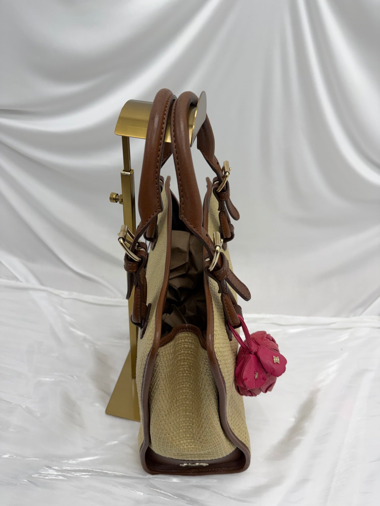 Celine Raffia & Leather Handbag