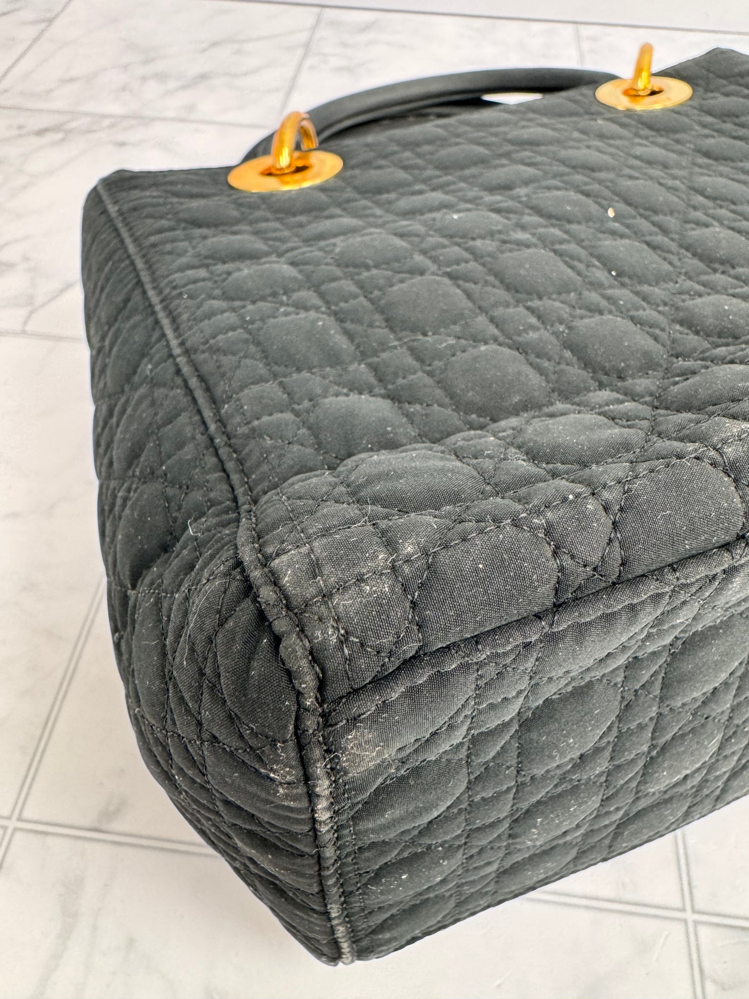 Christian Dior Black Quilted Cannage Canvas