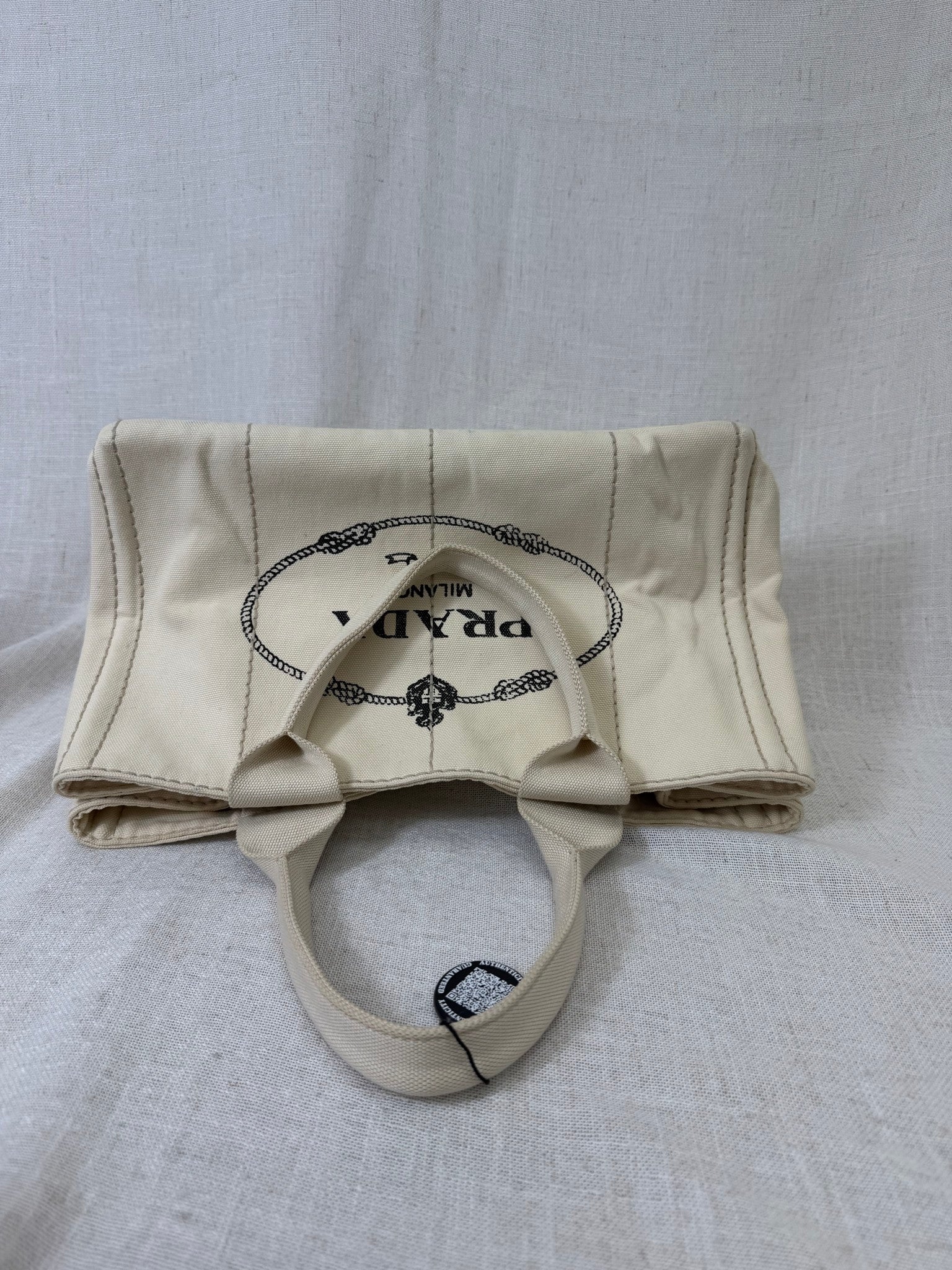 Prada Cream Canvas Medium Canapa Tote 