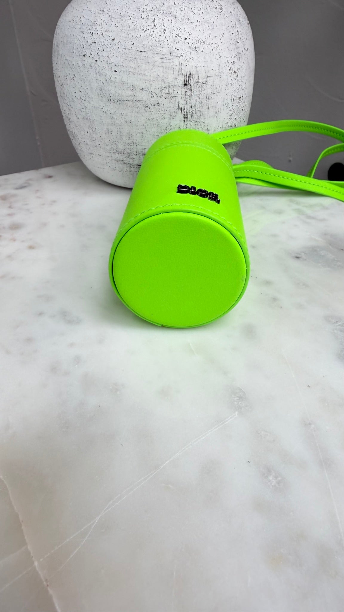 Christian Dior Neon Green Leather Nano Roller Case