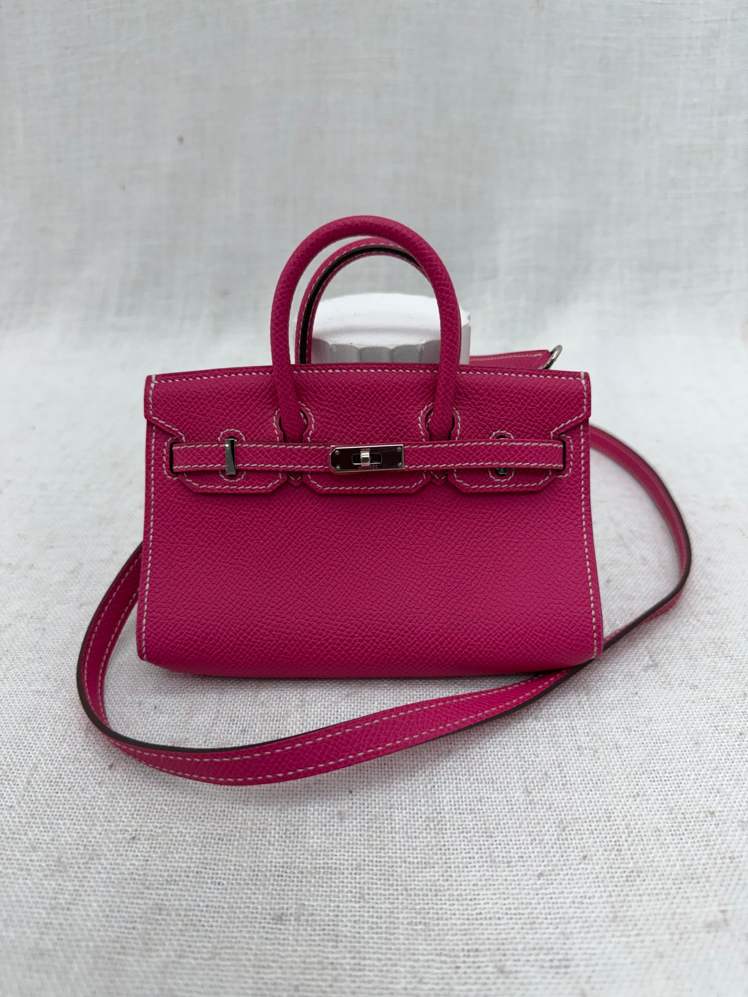 LIKE NEW- Hermes Rose Tyrien Epsom Micro Birkin 15