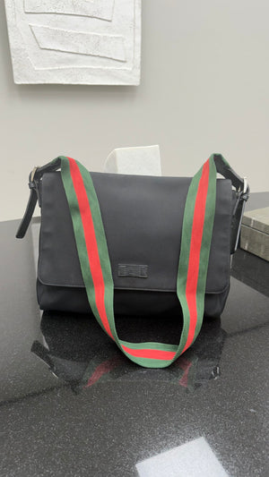 Gucci Black Techno Canvas Web Messenger Bag