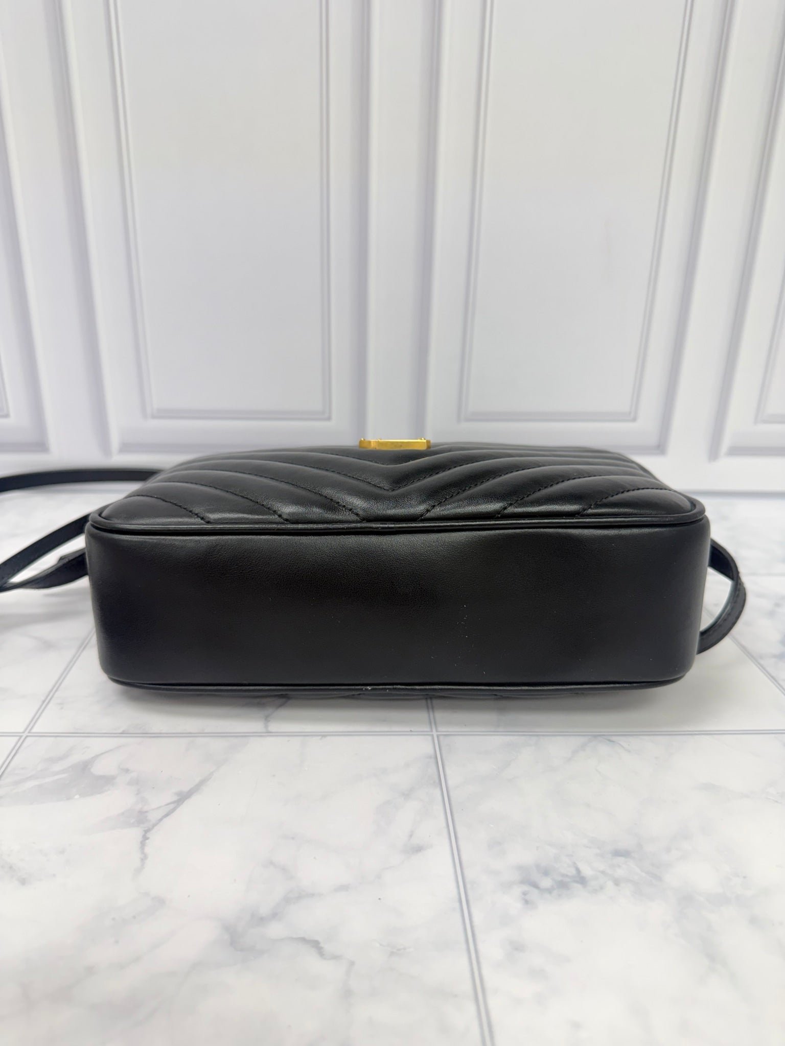 Saint Laurent YSL Black Calfskin Leather Lou Camera Bag 