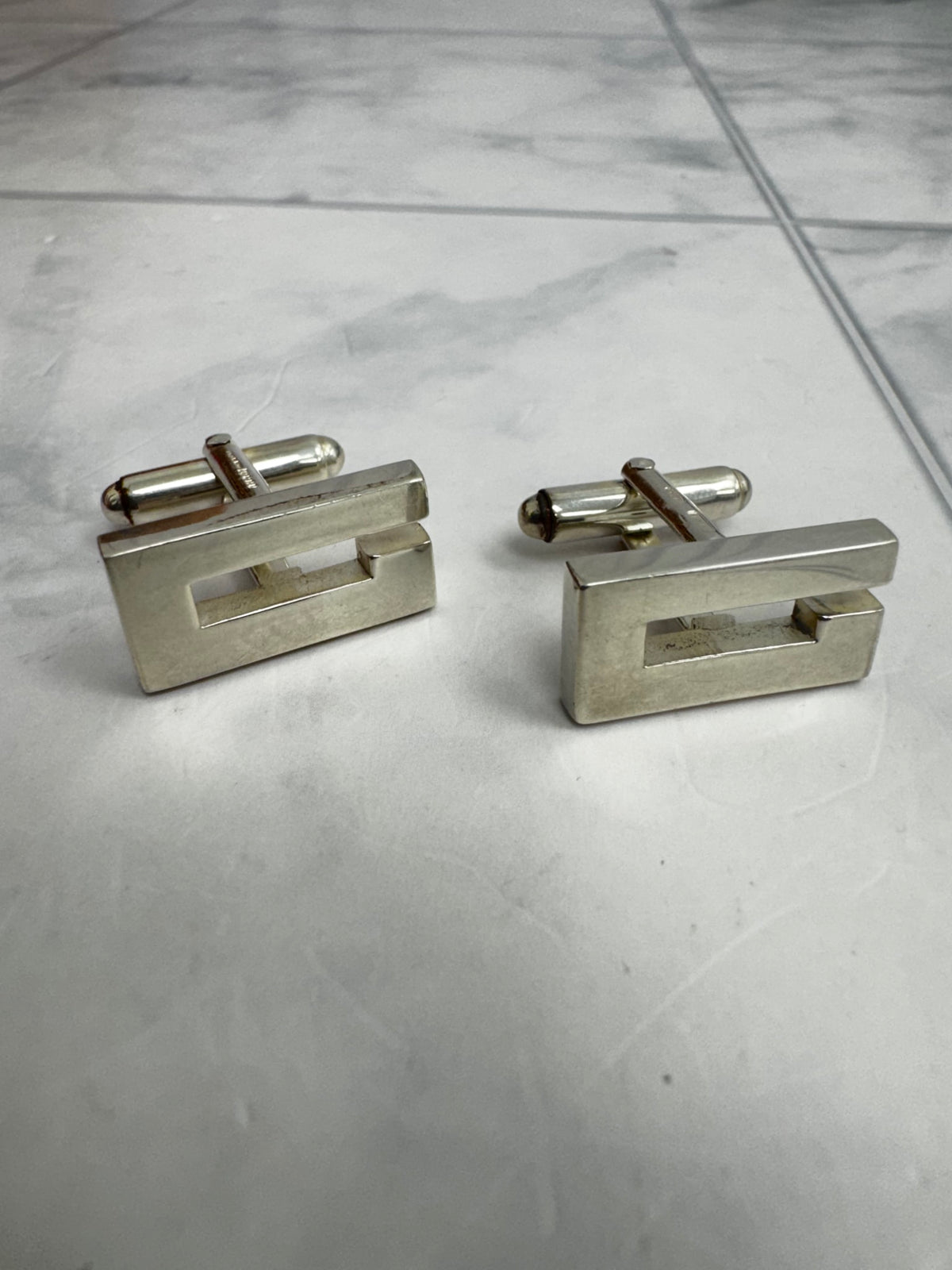 Gucci Silver Tone G Logo Cufflinks