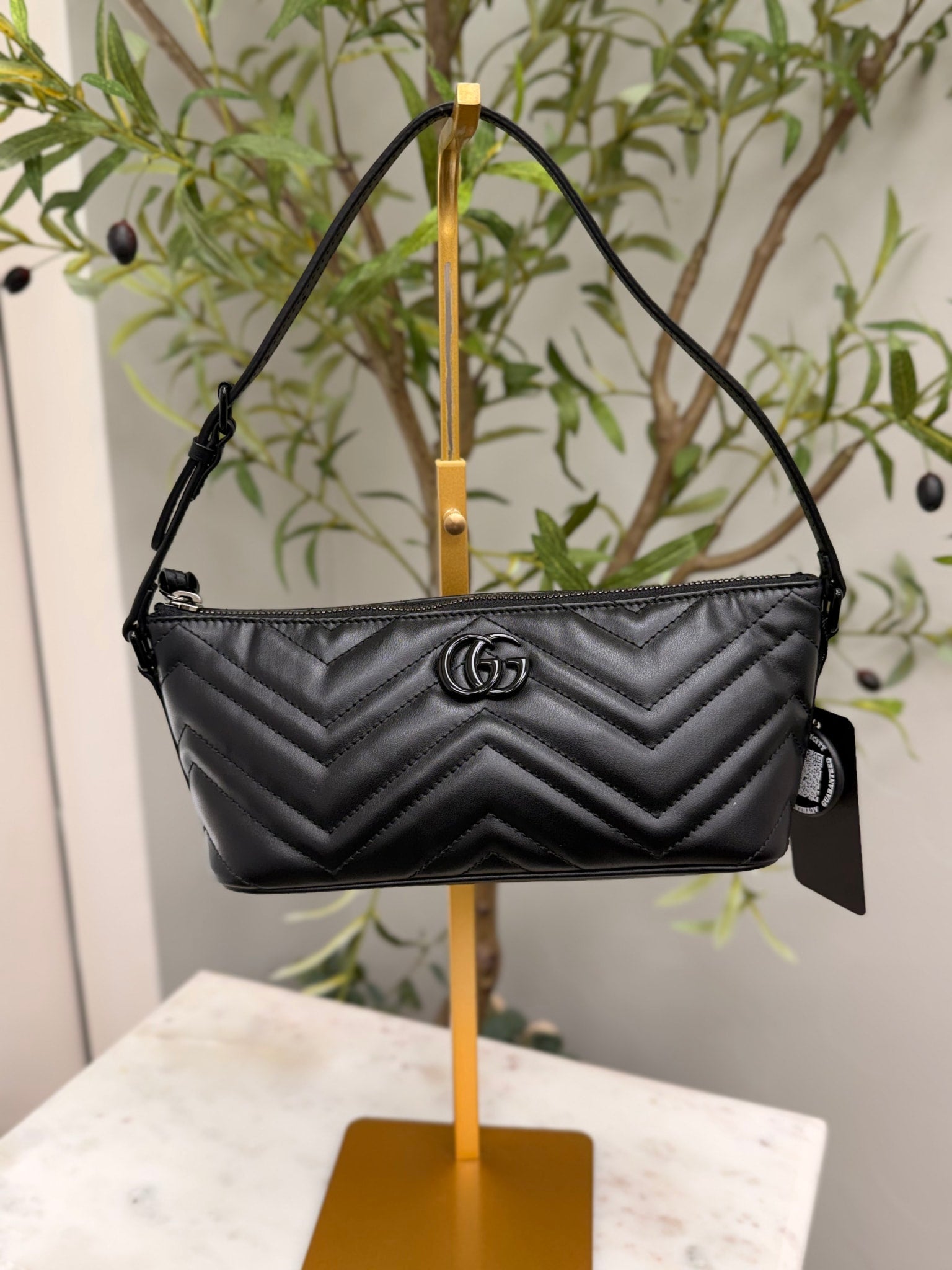Gucci Black Quilted Leather Chevron Shoulder Bag