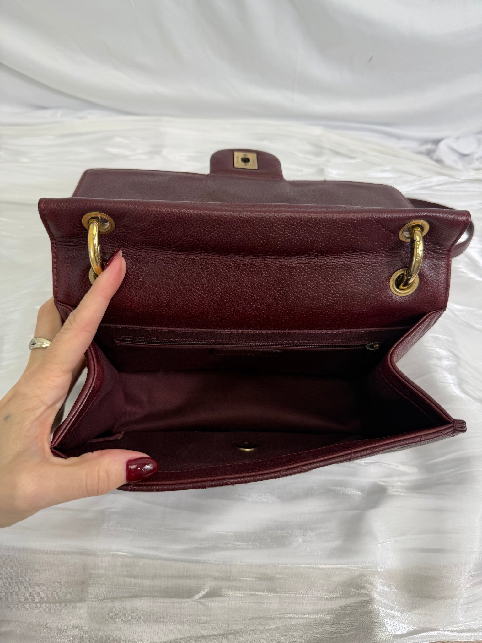 Chanel Burgundy Caviar Retro Flap Bag