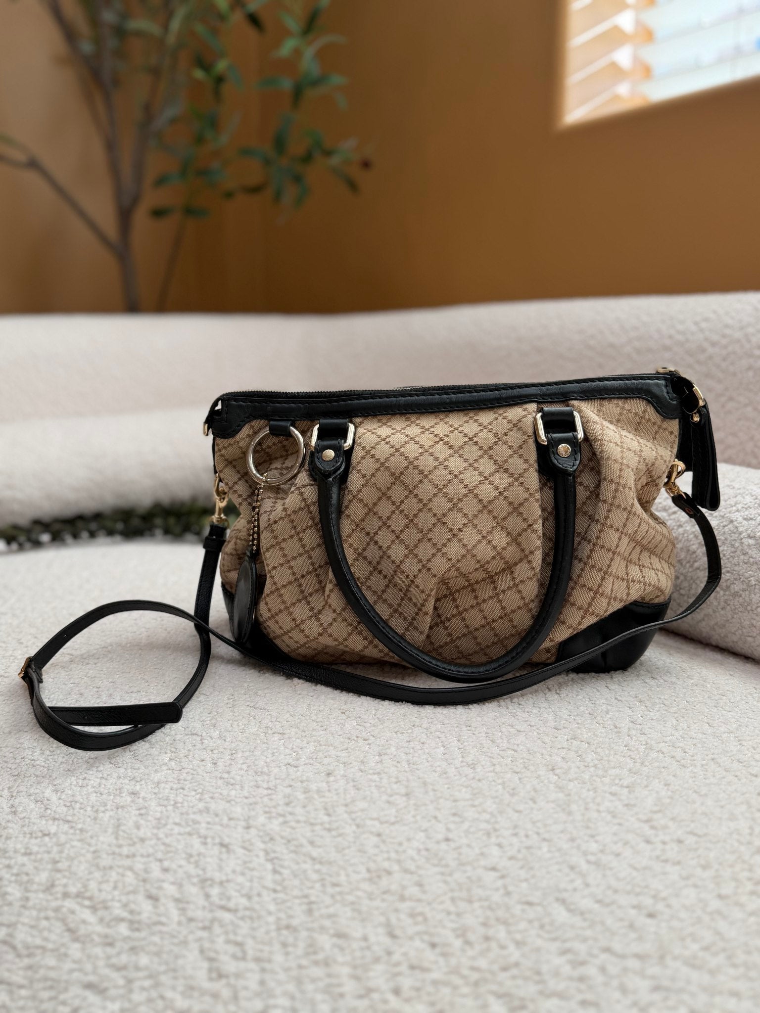 Gucci Beige Diamante Canvas Sukey Handbag