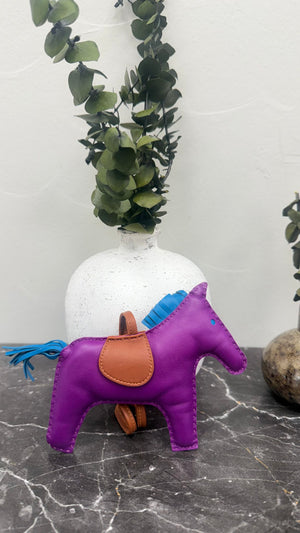 Hermes Purple Leather Large Rodeo Horse