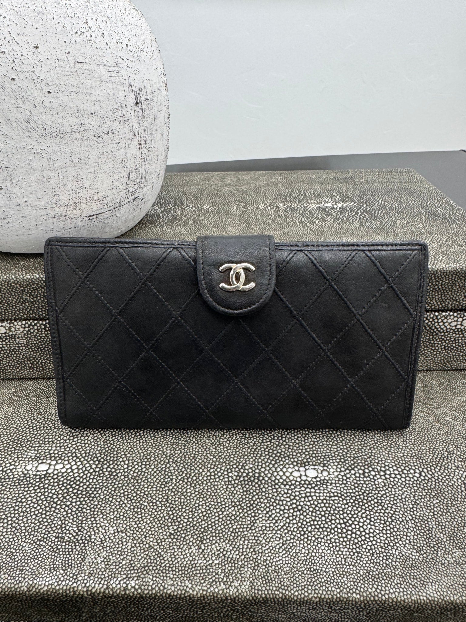 Chanel Black Quilted Lambskin Long Wallet