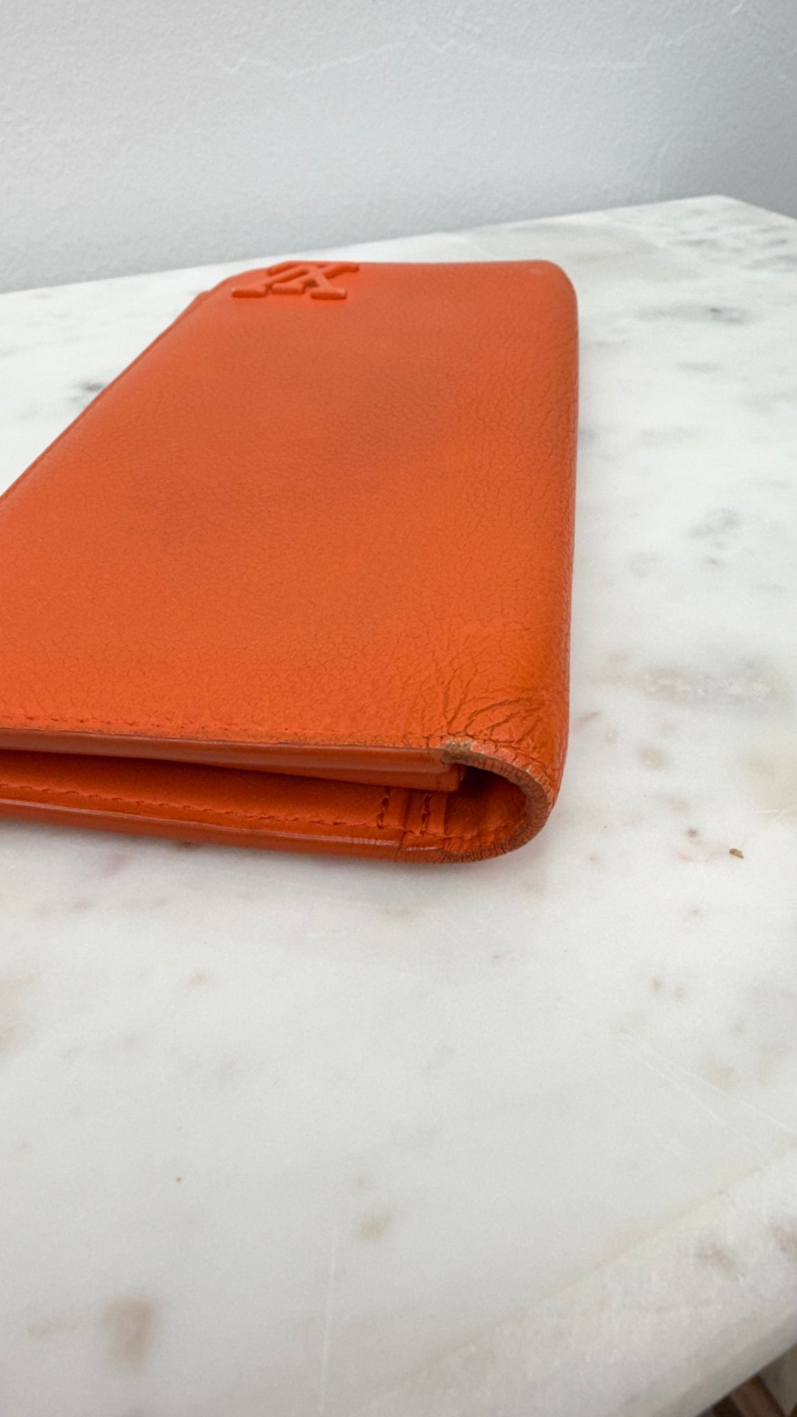 Louis Vuitton Orange Leather Aerogram Brazza Wallet