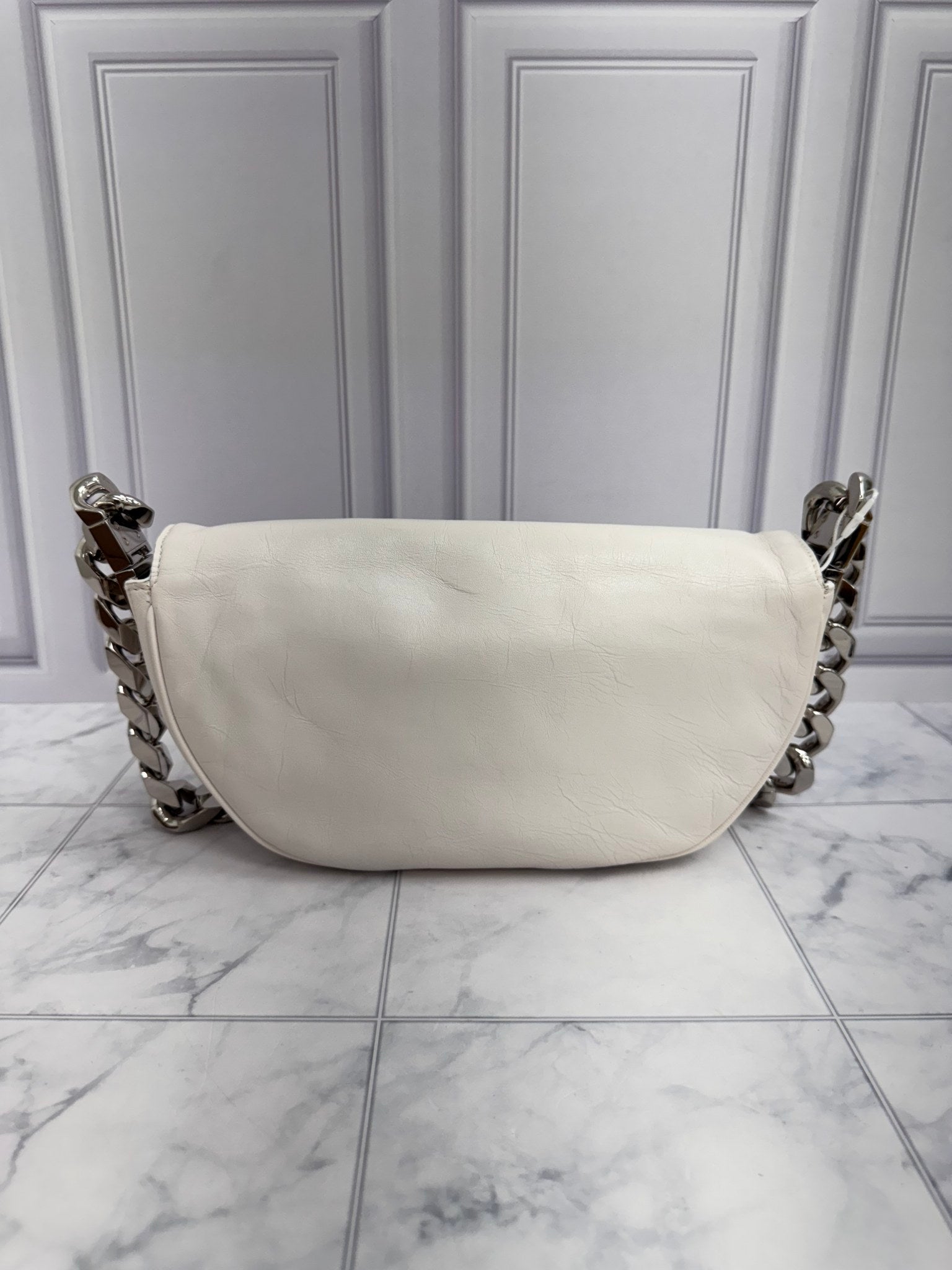 Burberry White Leather Olympia Small Chain Shoulder Bag