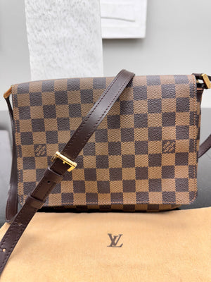 Louis Vuitton Damier Ebene Canvas Musette Tango Long Strap Crossbody