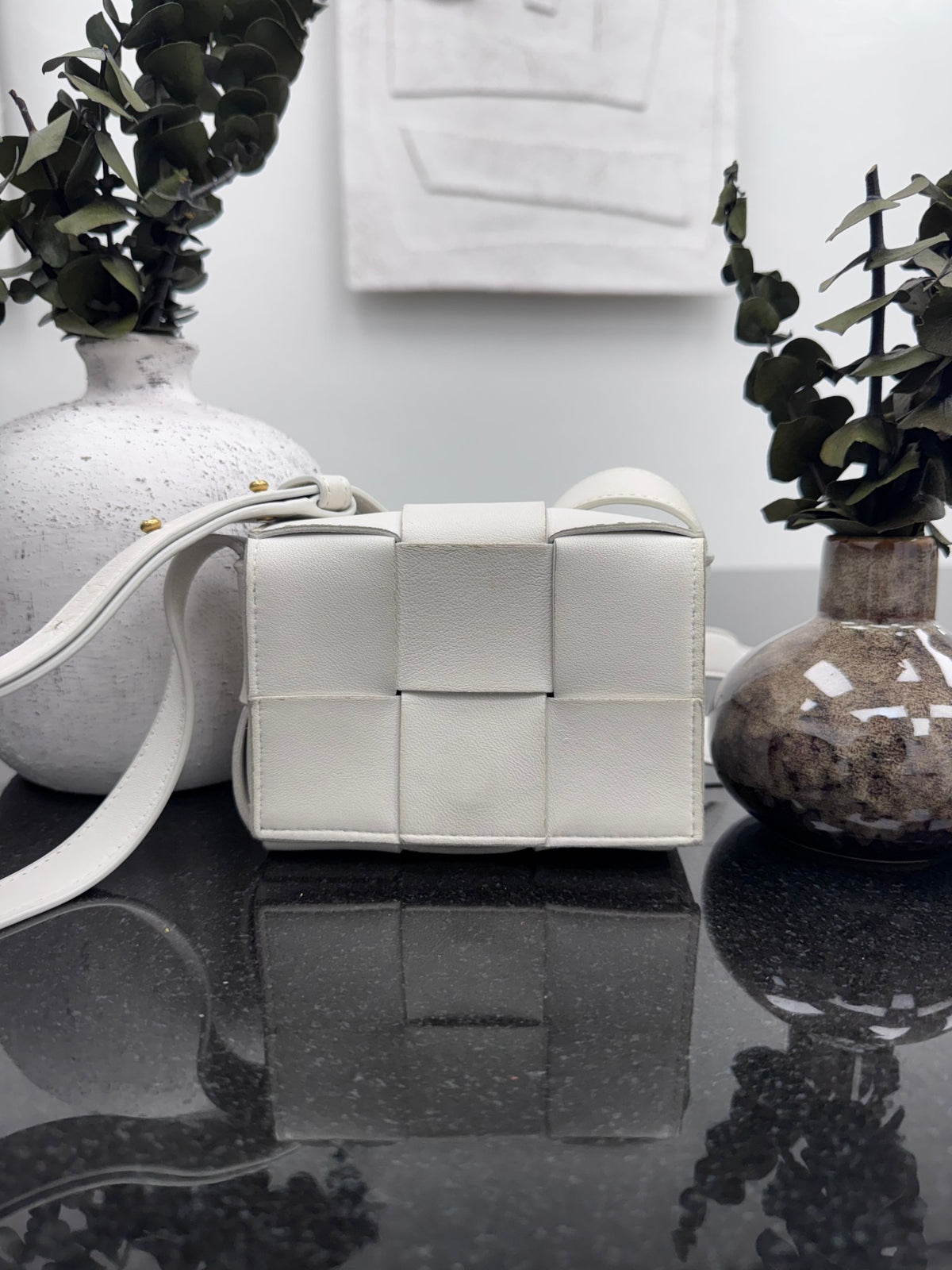 Bottega Veneta White Maxi Intrecciato Leather Candy Cassette Crossbody Bag