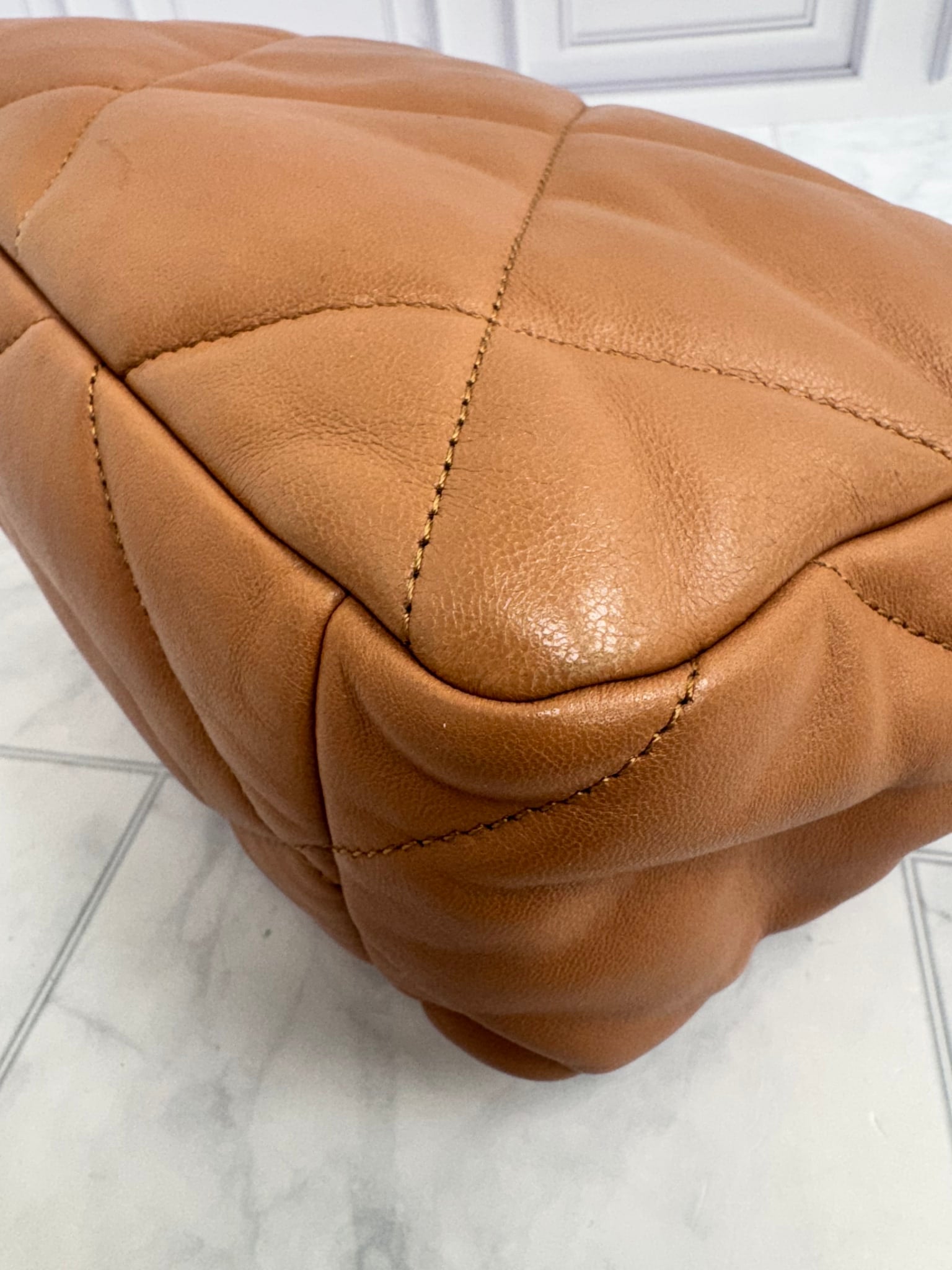 Chanel Camel Quilted Lambskin Chanel 19 Medium Flap Bag