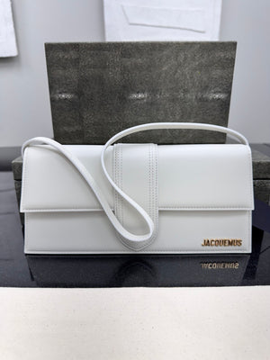 LIKE NEW - Jacquemus White Leather Le Bambino Long Shoulder Bag