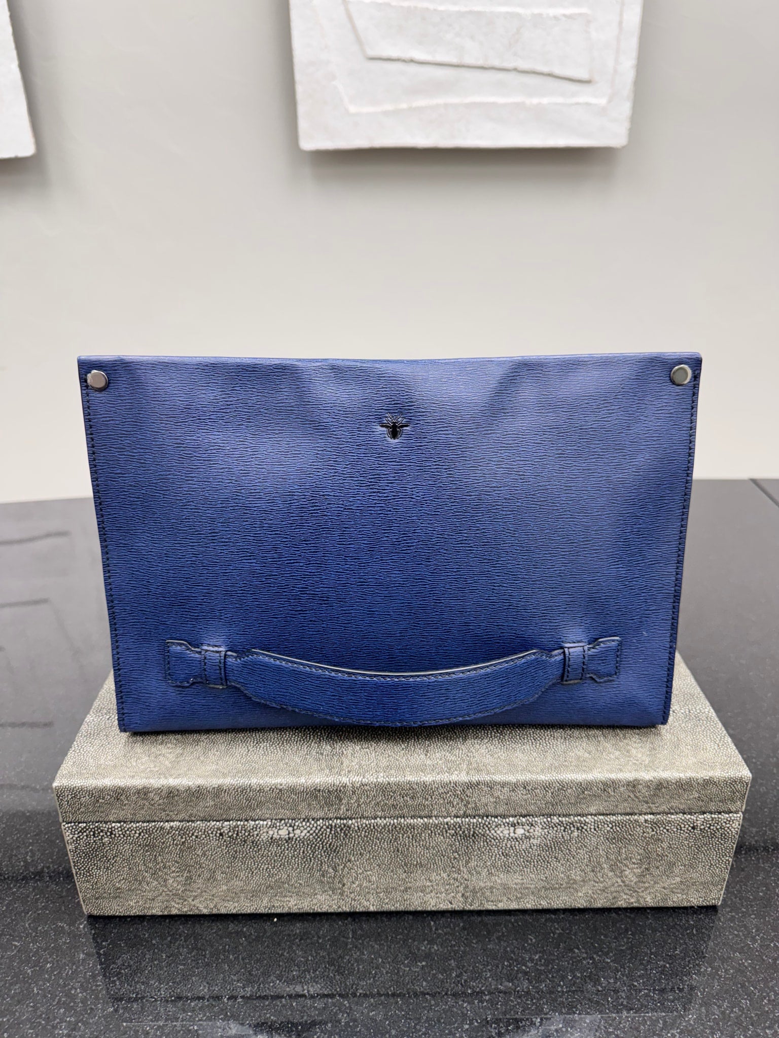 Christian Dior Blue Epi Bee Clutch