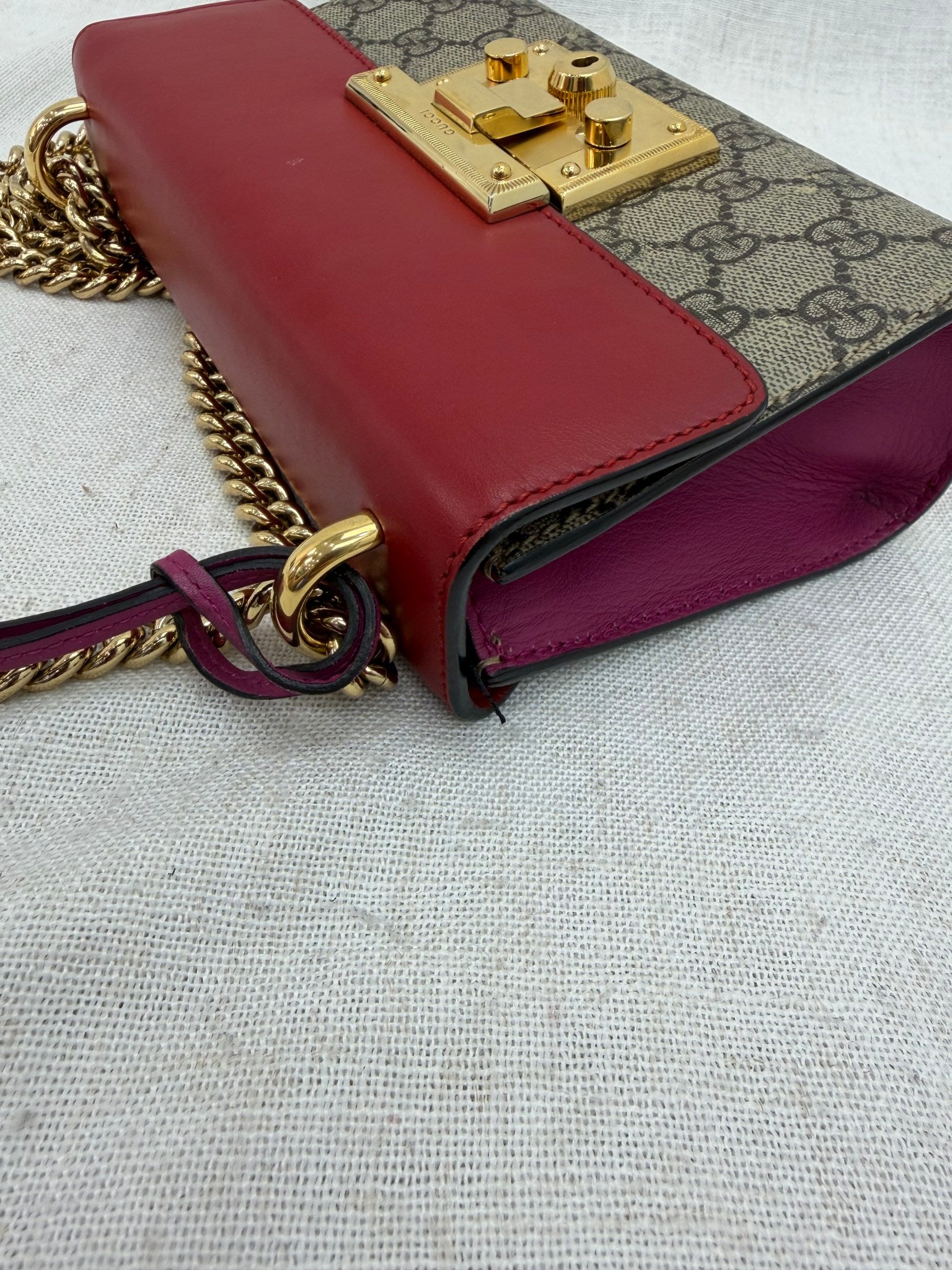 Gucci Tricolor Leather Padlock Chain Shoulder Bag