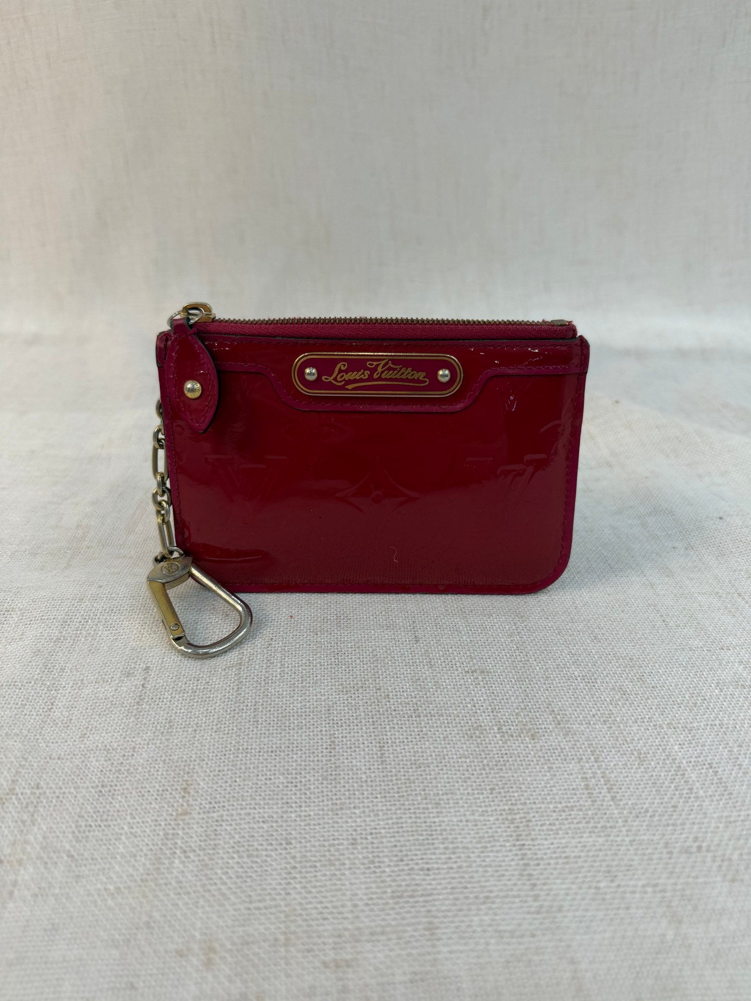 Louis Vuitton Red Patent Leather Pochette Key Ring