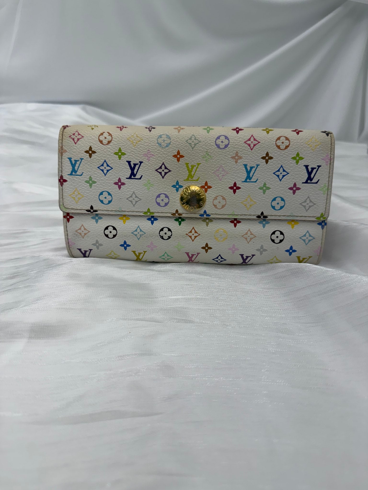 Louis Vuitton White Multicolore Monogram Sarah Wallet