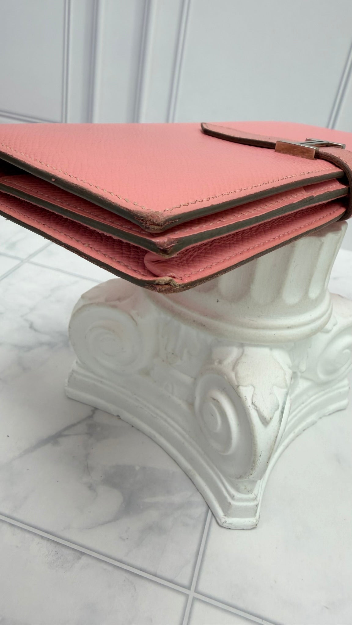 Hermes Pink Epsom Leather Bearn Wallet