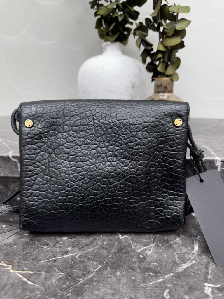 Burberry Black Grained Leather Small Crossbody Bag