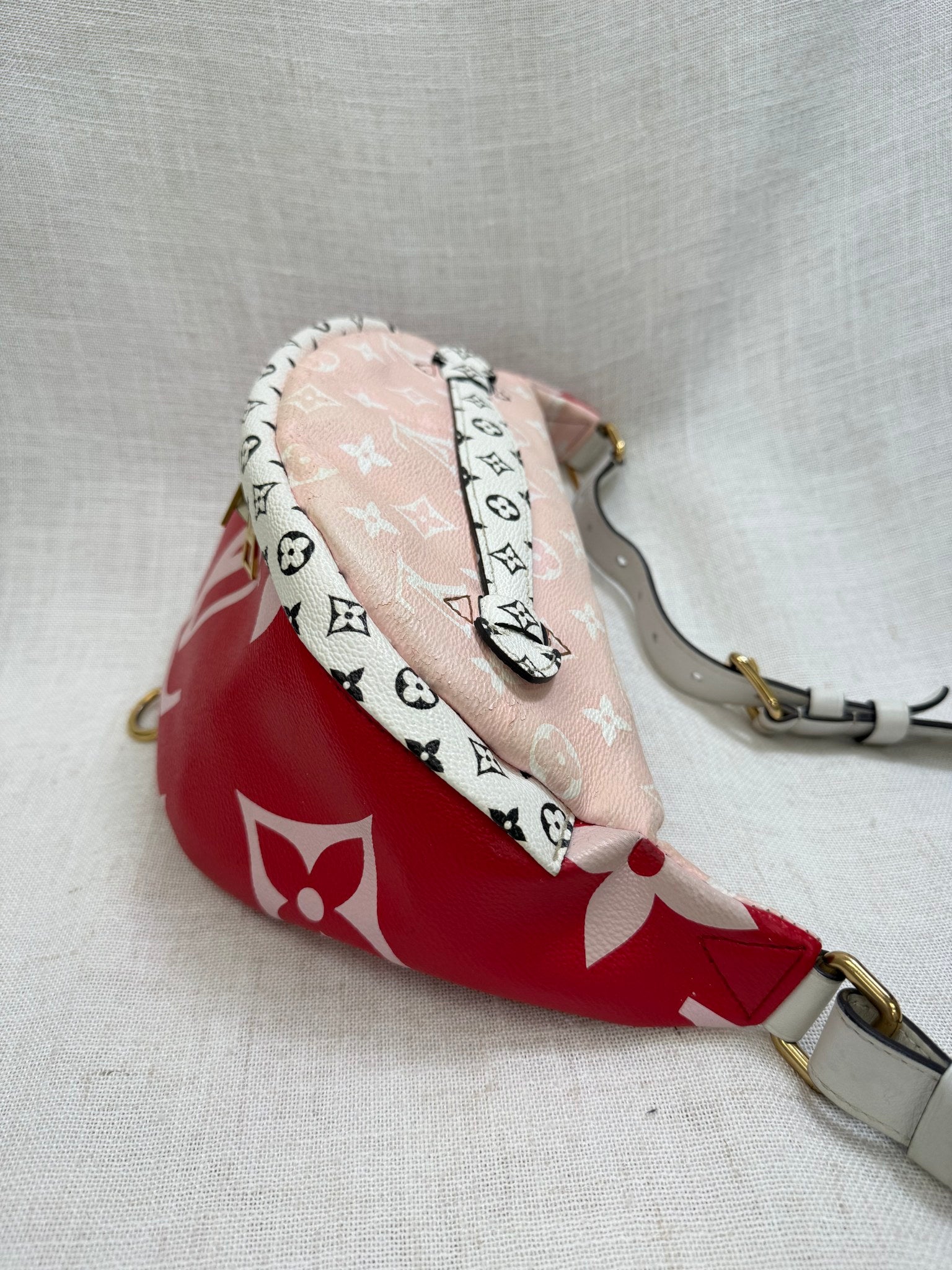 Louis Vuitton Pink Red And White Monogram Giant Bumbag 