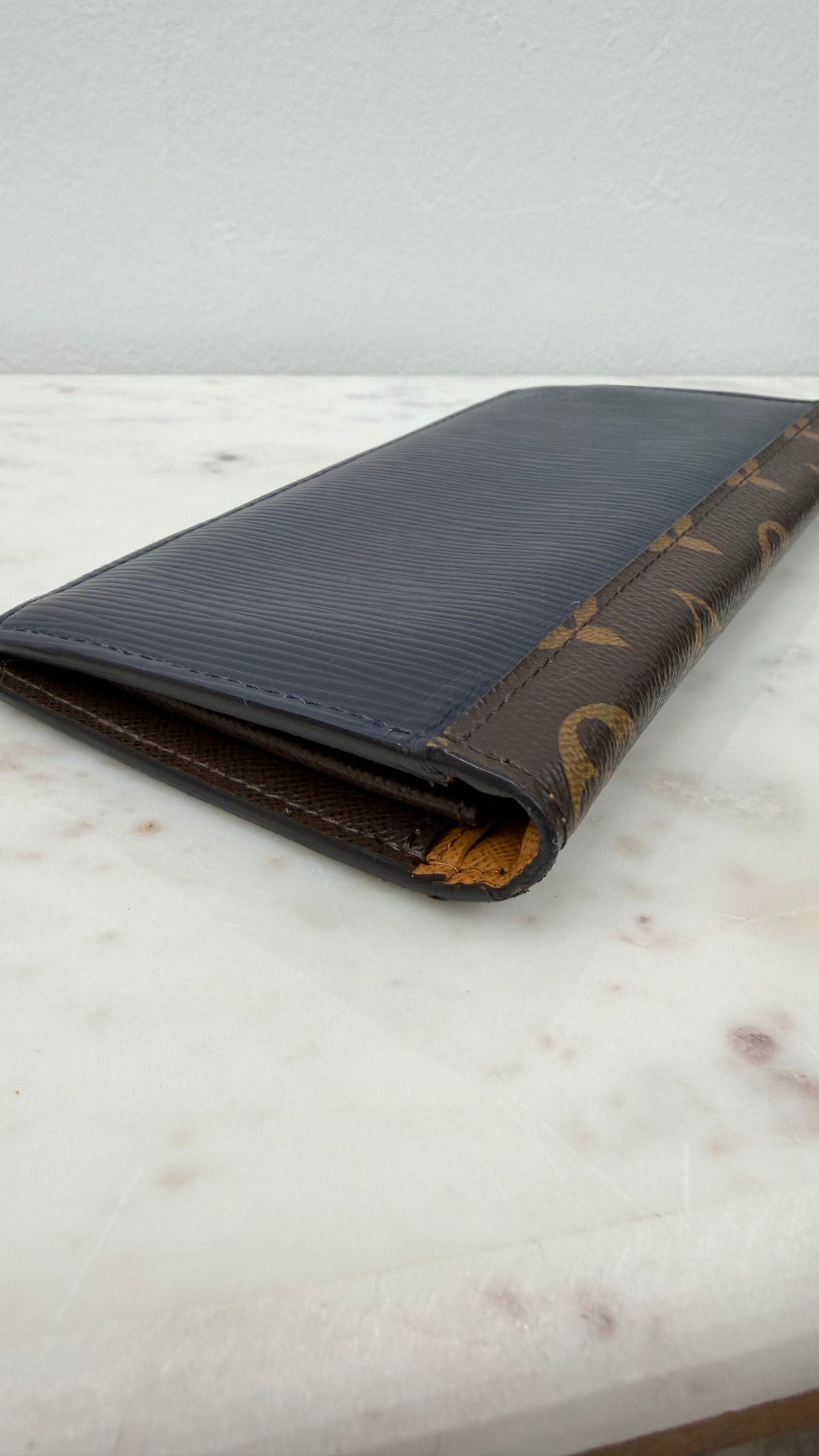 Louis Vuitton Blue Epi & Monogram Brazza Wallet