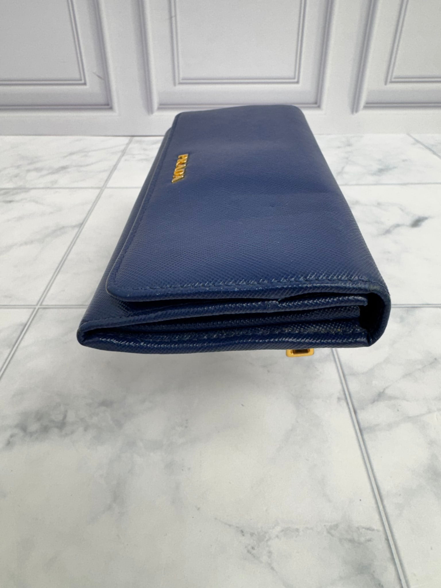 Prada Blue Saffiano Leather Long Wallet