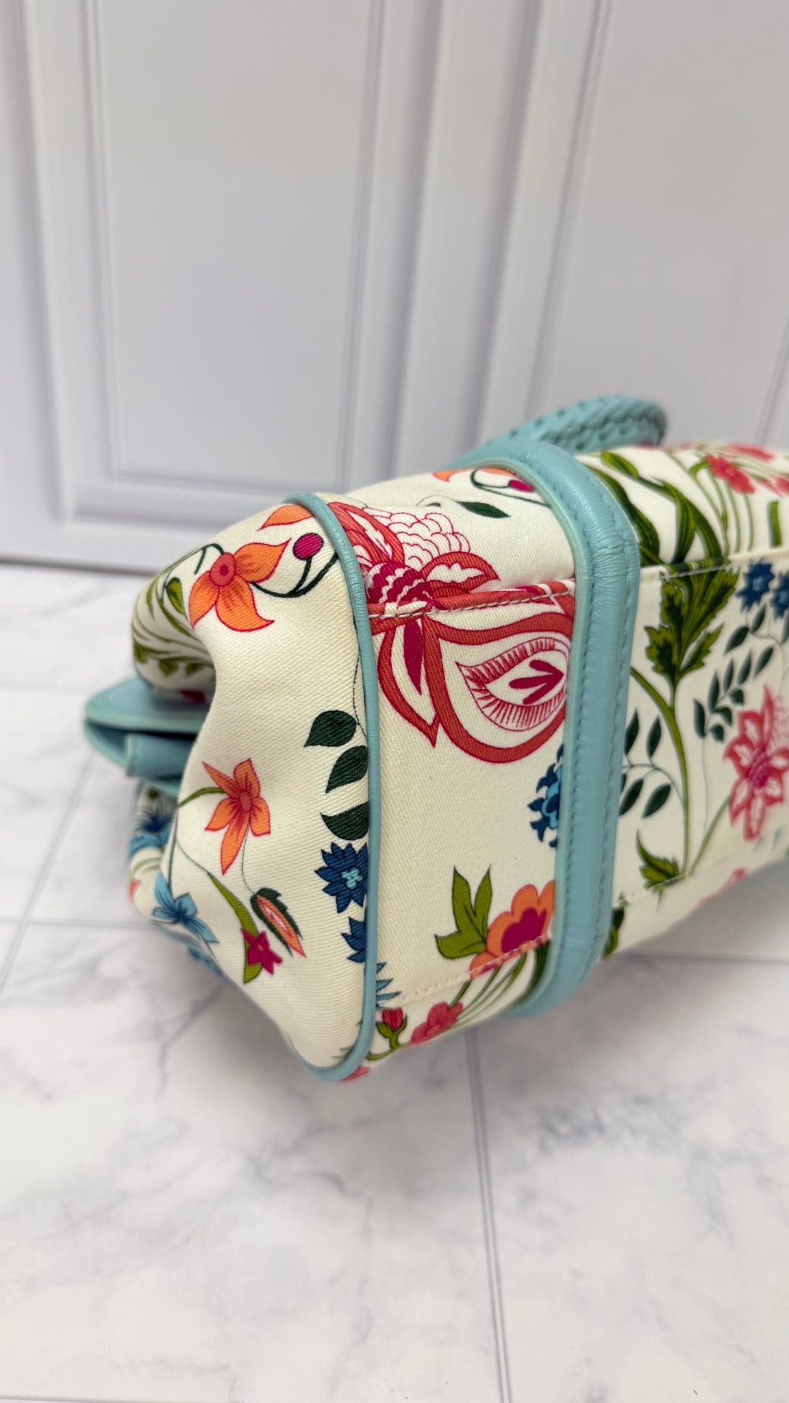 Christian Dior Blue And White Floral Canvas My Dior Handbag 